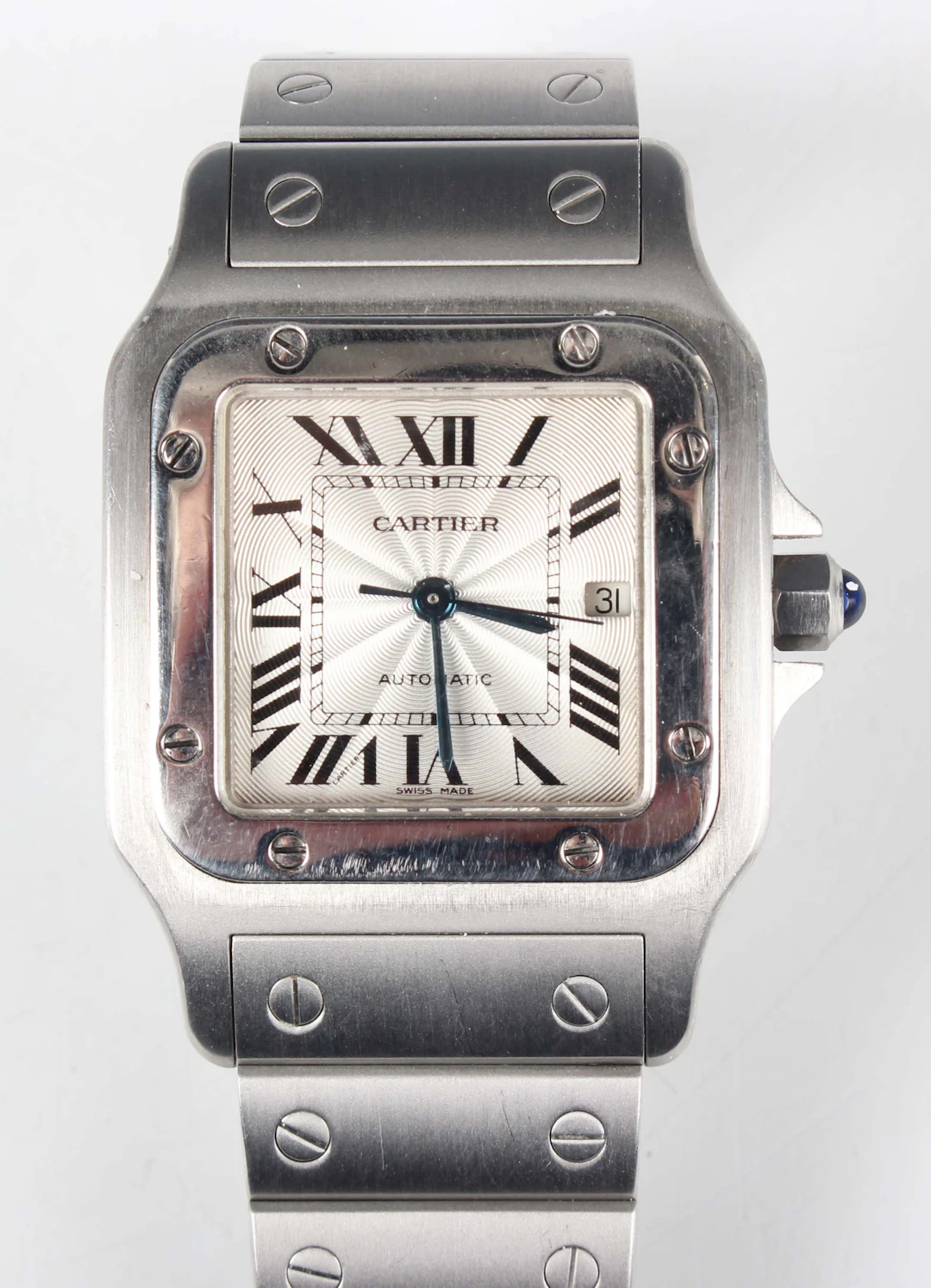 A Cartier Santos Automatic stainless steel gentleman's bracelet wristwatch