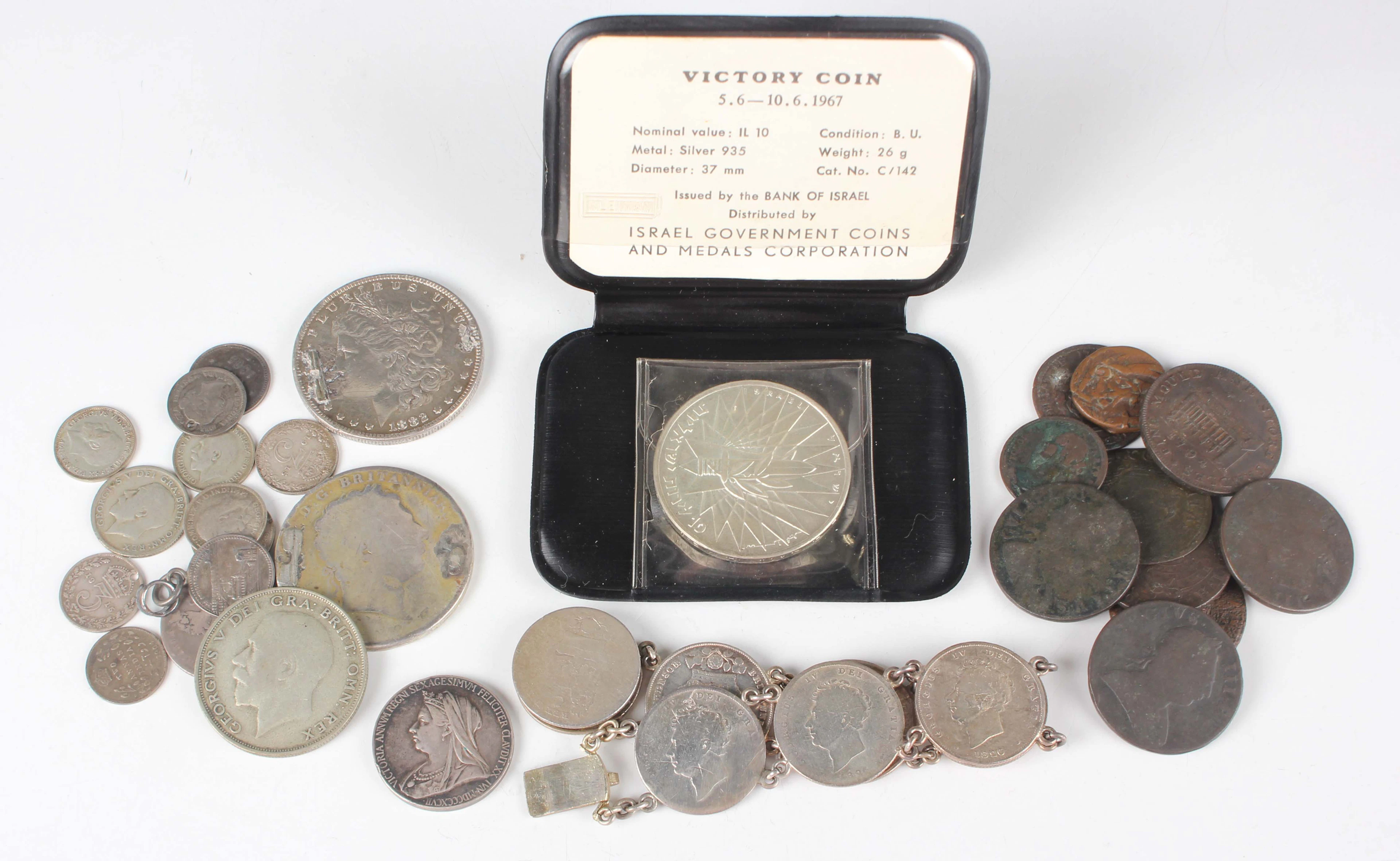 A collection of mixed European and world silver and copper coinage
