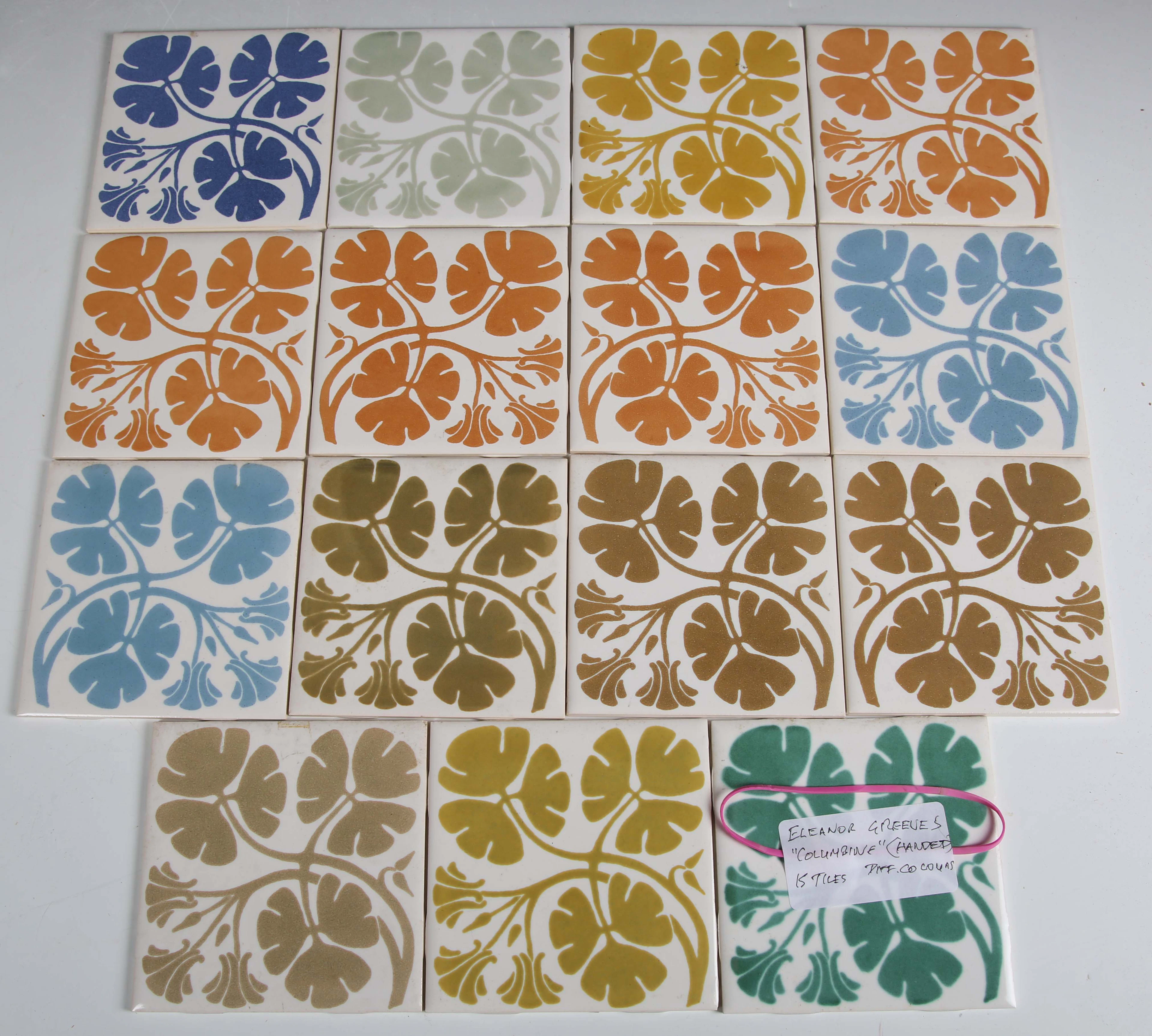 A large quantity of H & R Johnson dust pressed screen-printed tiles