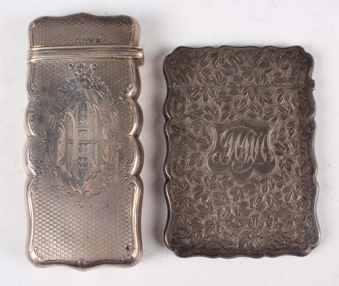 A Victorian silver nécessaire case, monogram engraved within engine