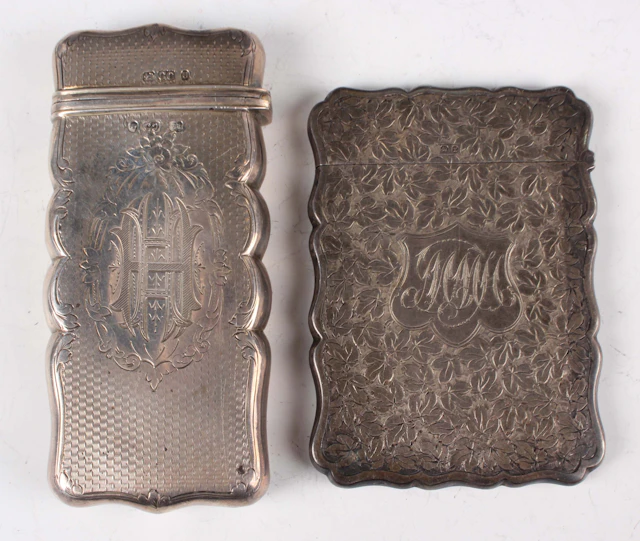 A Victorian silver nécessaire case, monogram engraved within engine