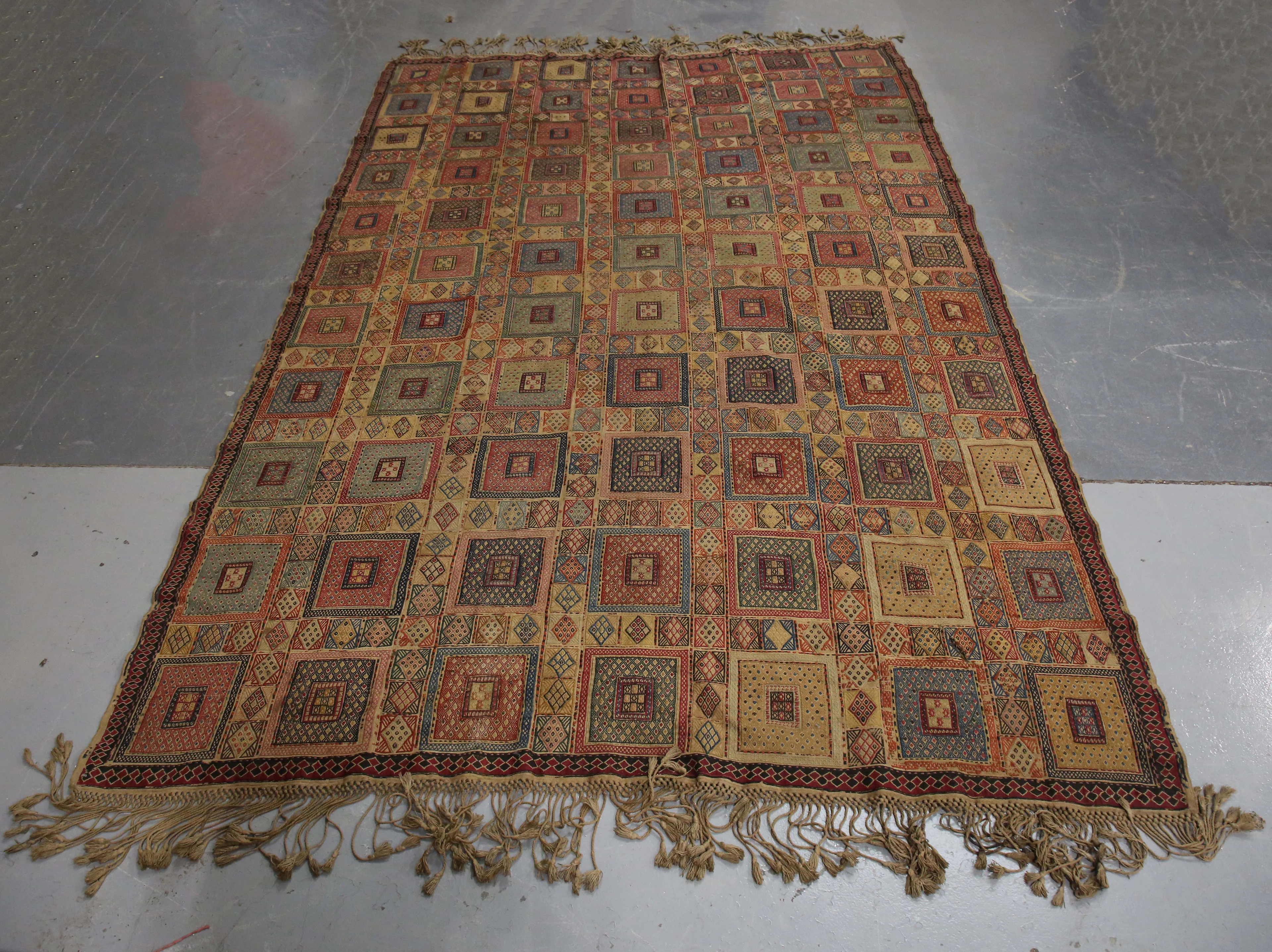 A Caucasian verneh flatweave carpet, early 20th century, the compartmentalized