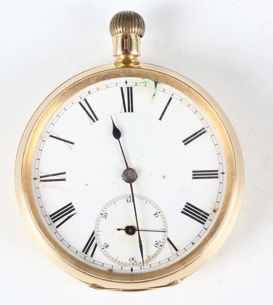 An 18K cased keyless wind open-faced gentleman's pocket watch with