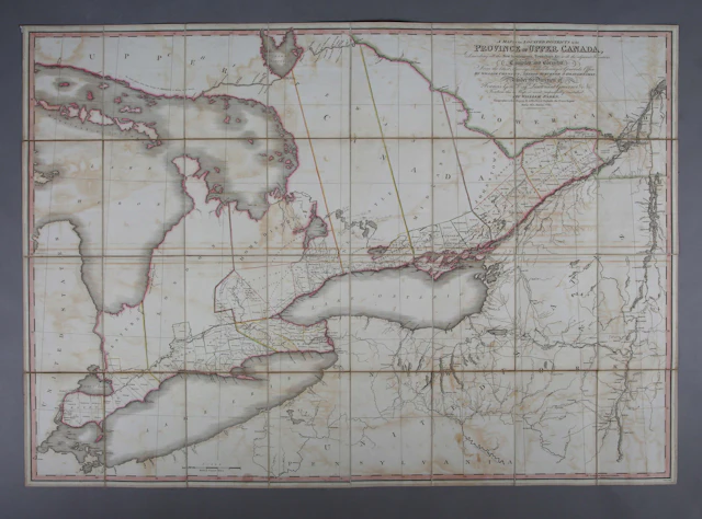 William Faden - Map of Upper Canada, engraving with hand-colouring