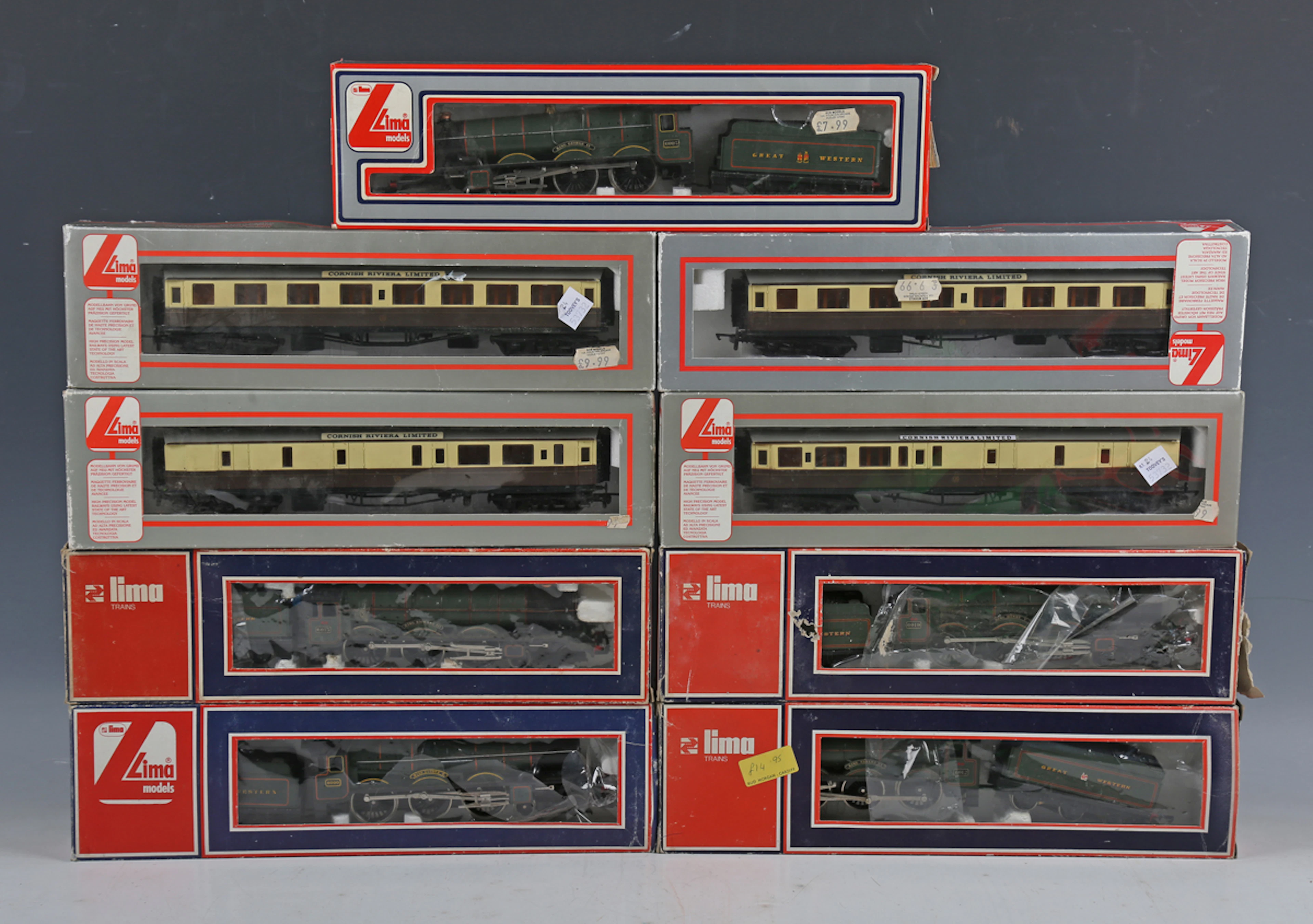 Six Lima OO gauge locomotives and tenders, including 'King George