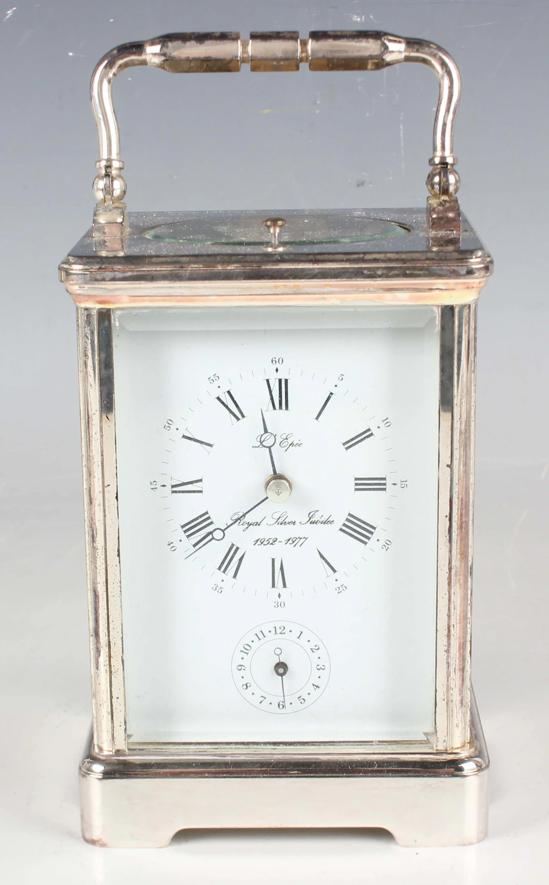 A late 20th century French silver plated brass corniche cased carriage