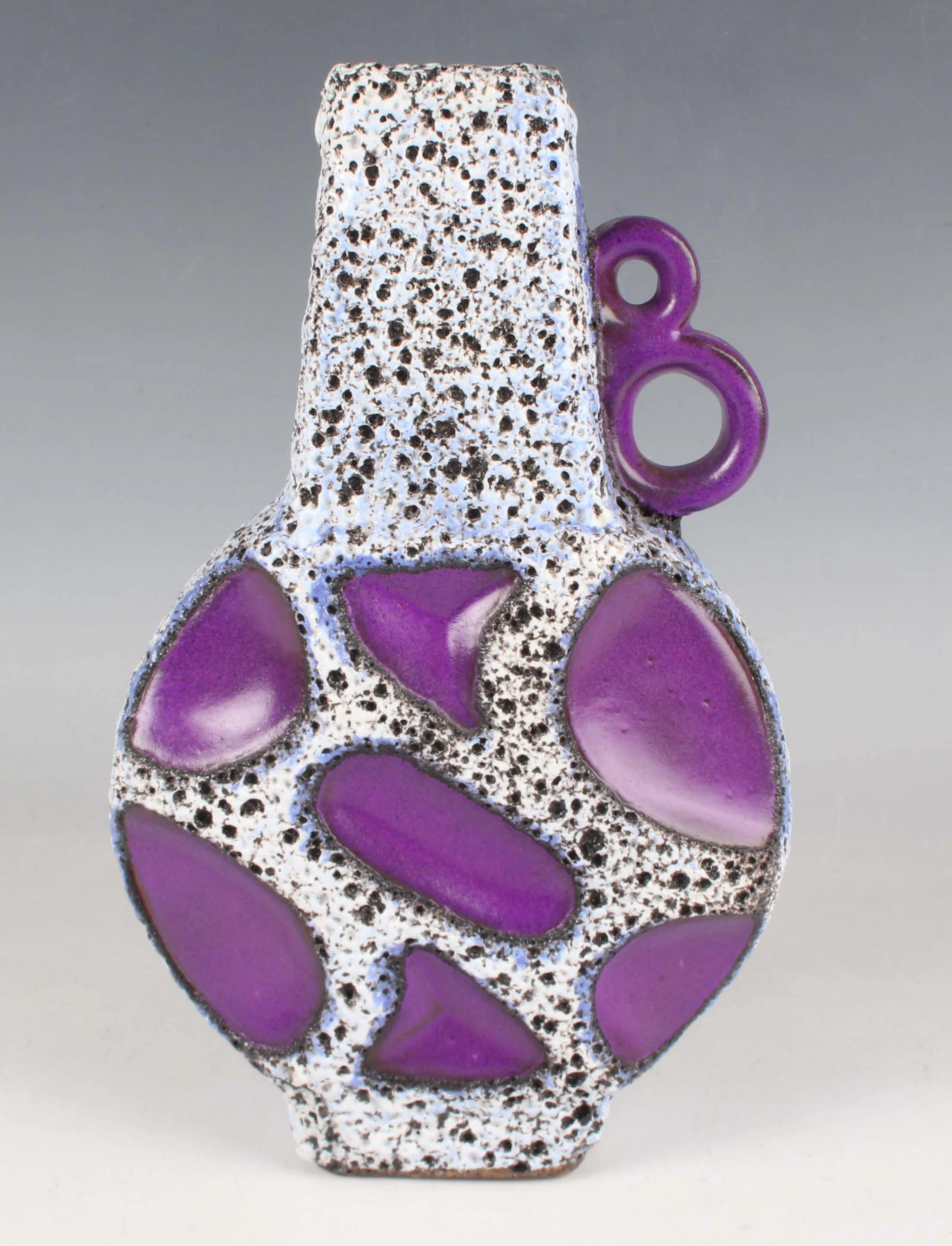A Roth Keramik Banjo shape ring handled jug or vase, 1970s, shape