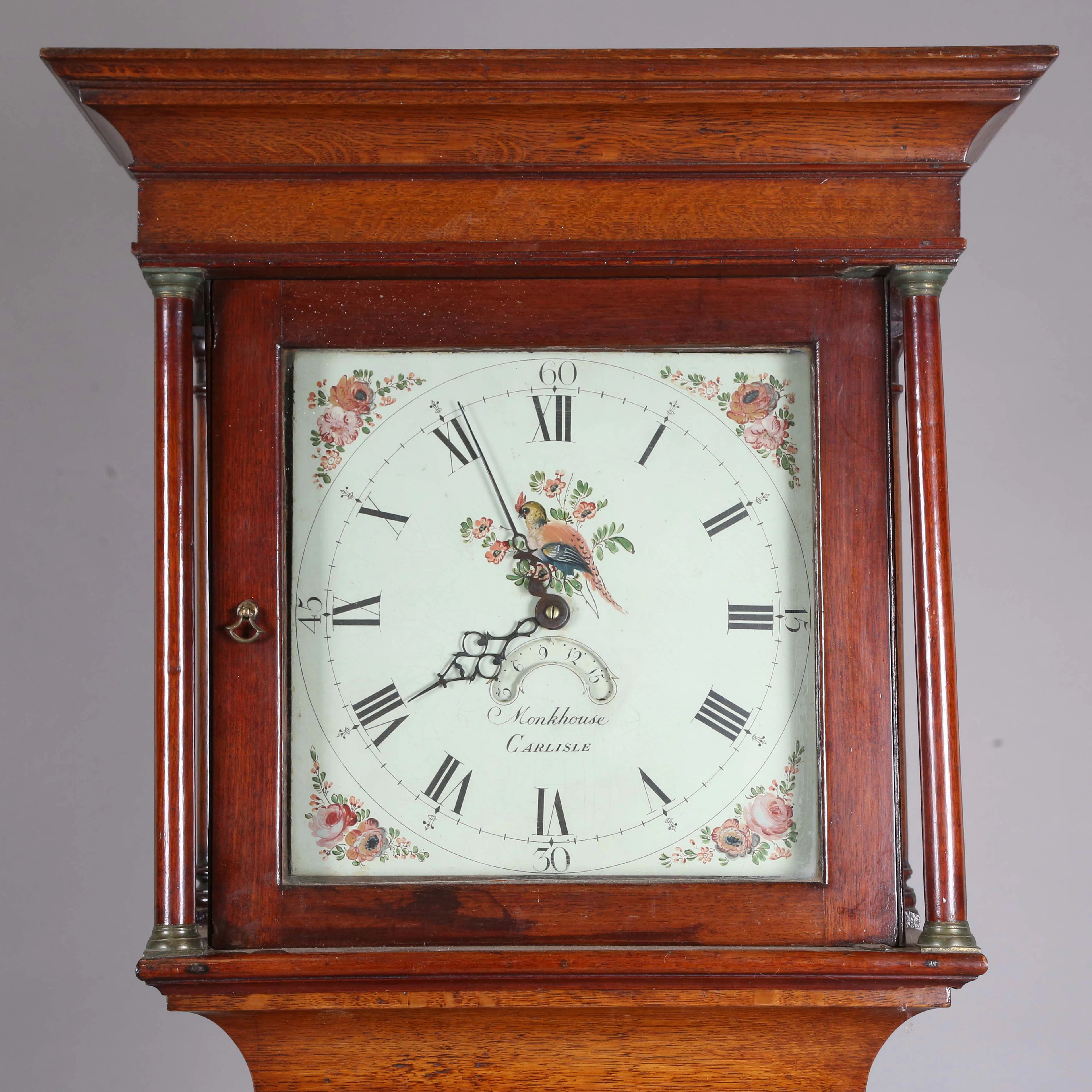 A George III oak and mahogany crossbanded longcase clock with thirty