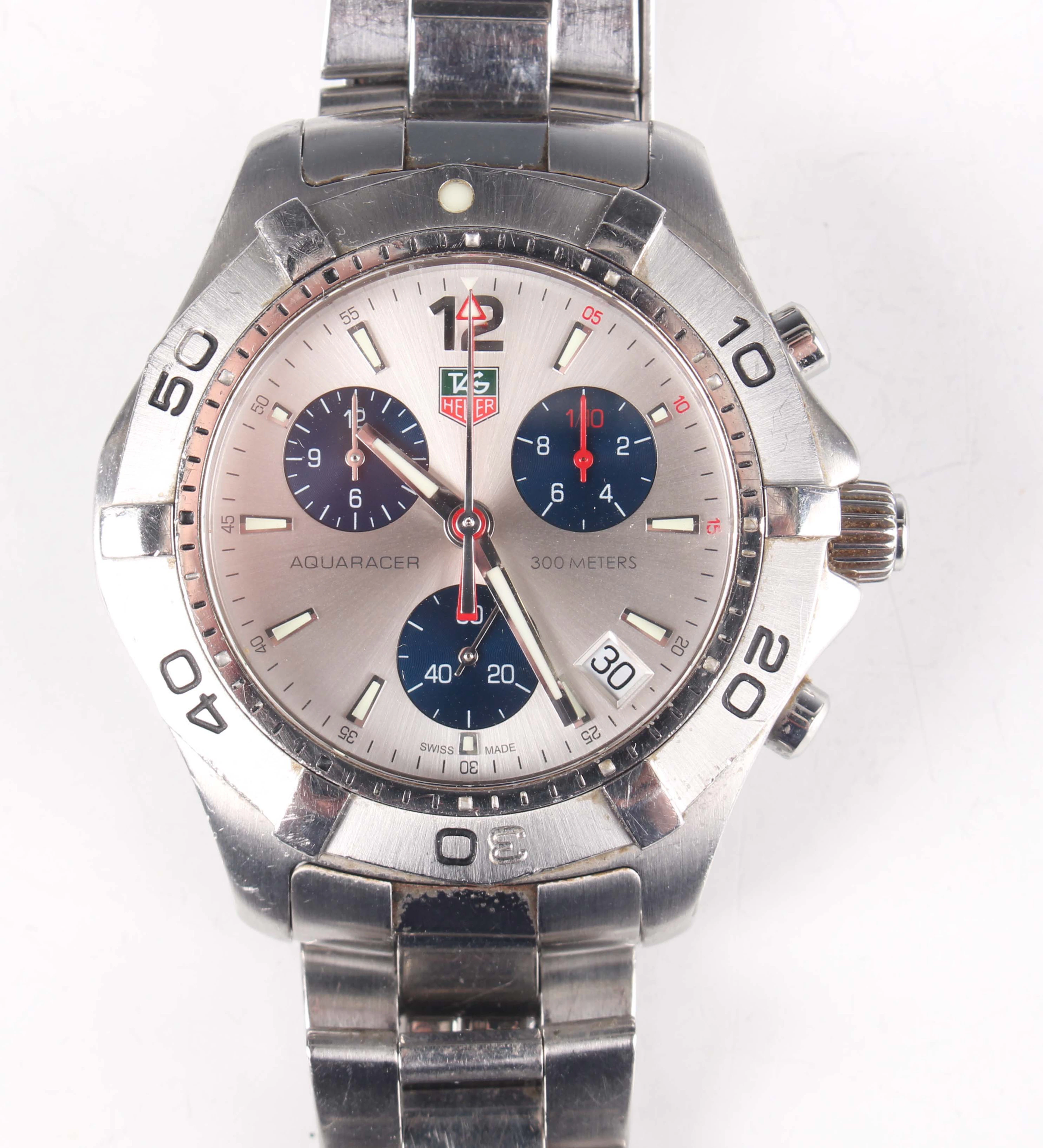 A Tag Heuer Aquaracer 300 Meters stainless steel gentleman's chronograph