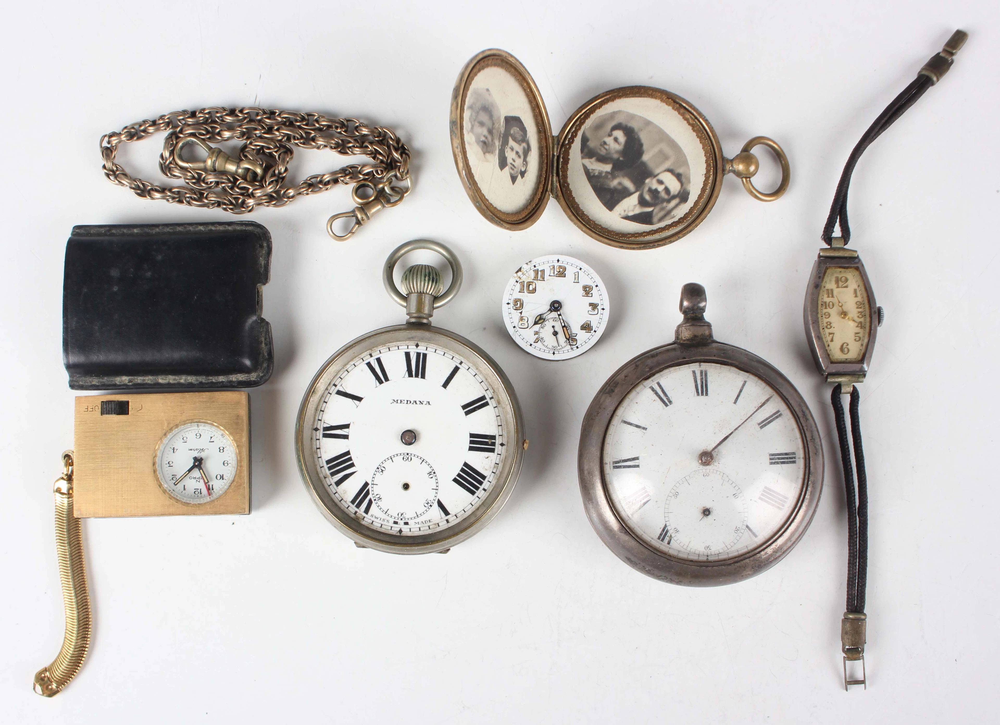 A Victorian silver pair cased keywind pocket watch with unsigned gilt