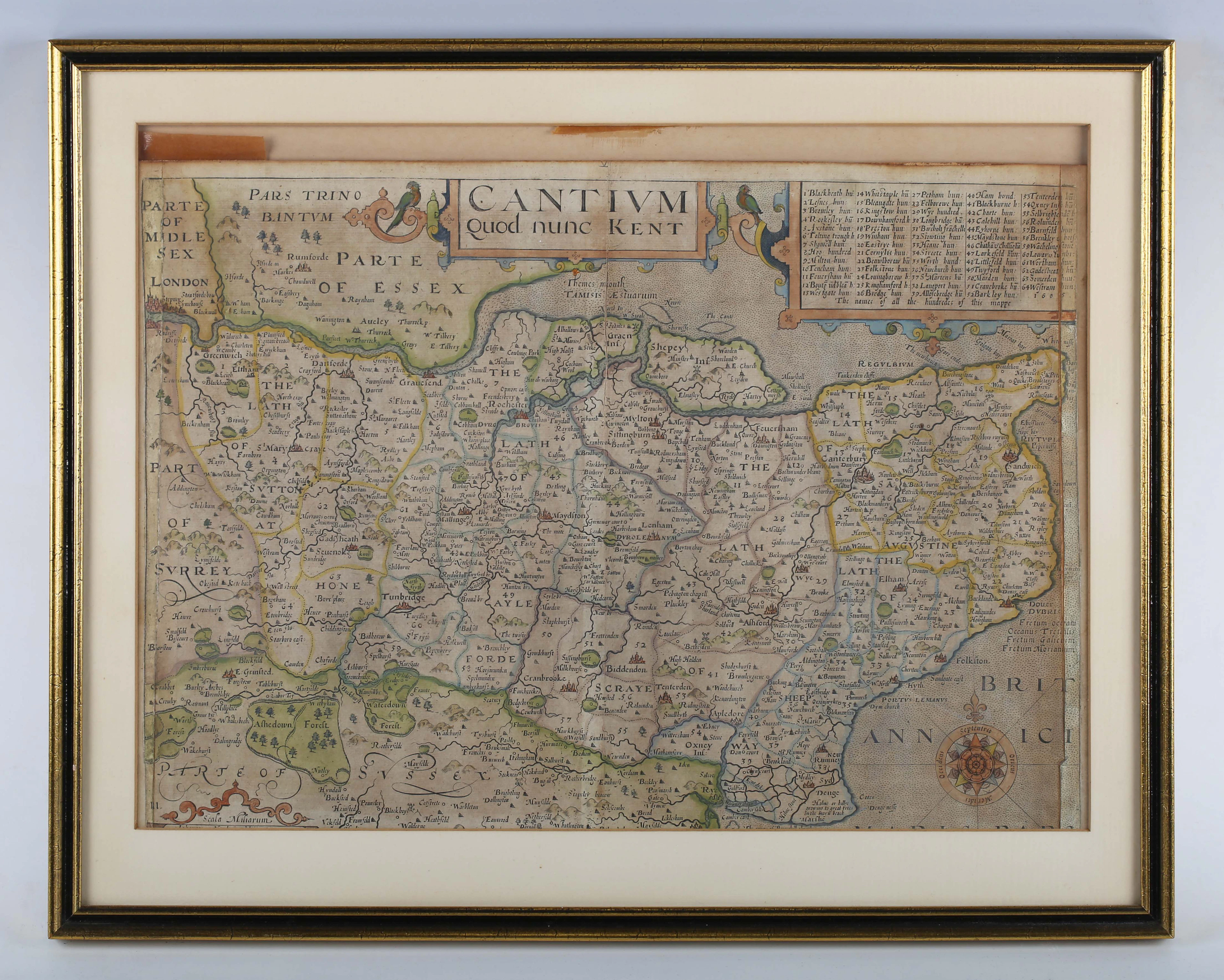 John Norden & William Kip - 'Cantium quod nunc Kent': map of the county