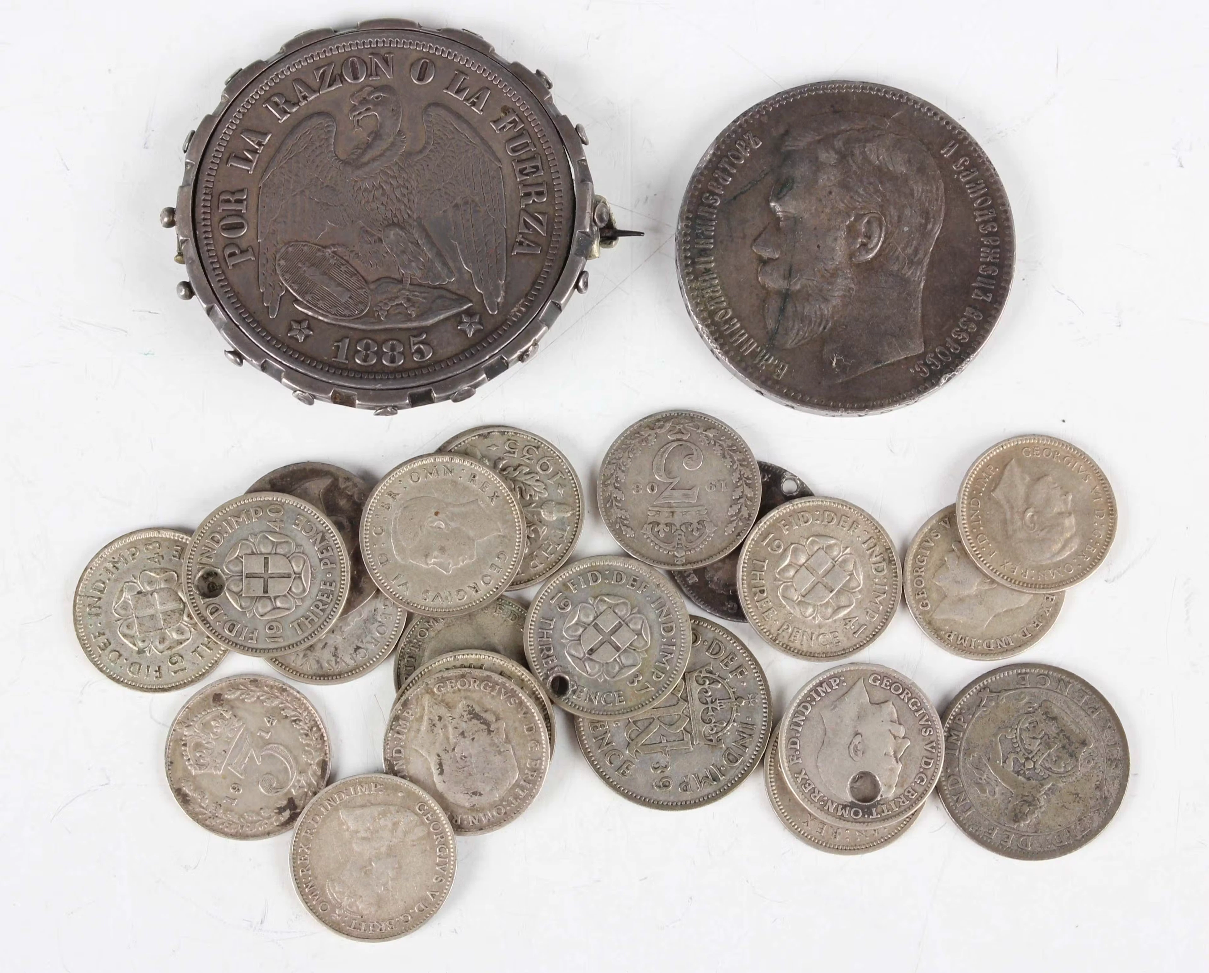 A Russia Nicholas II one rouble 1897 and a small collection of other