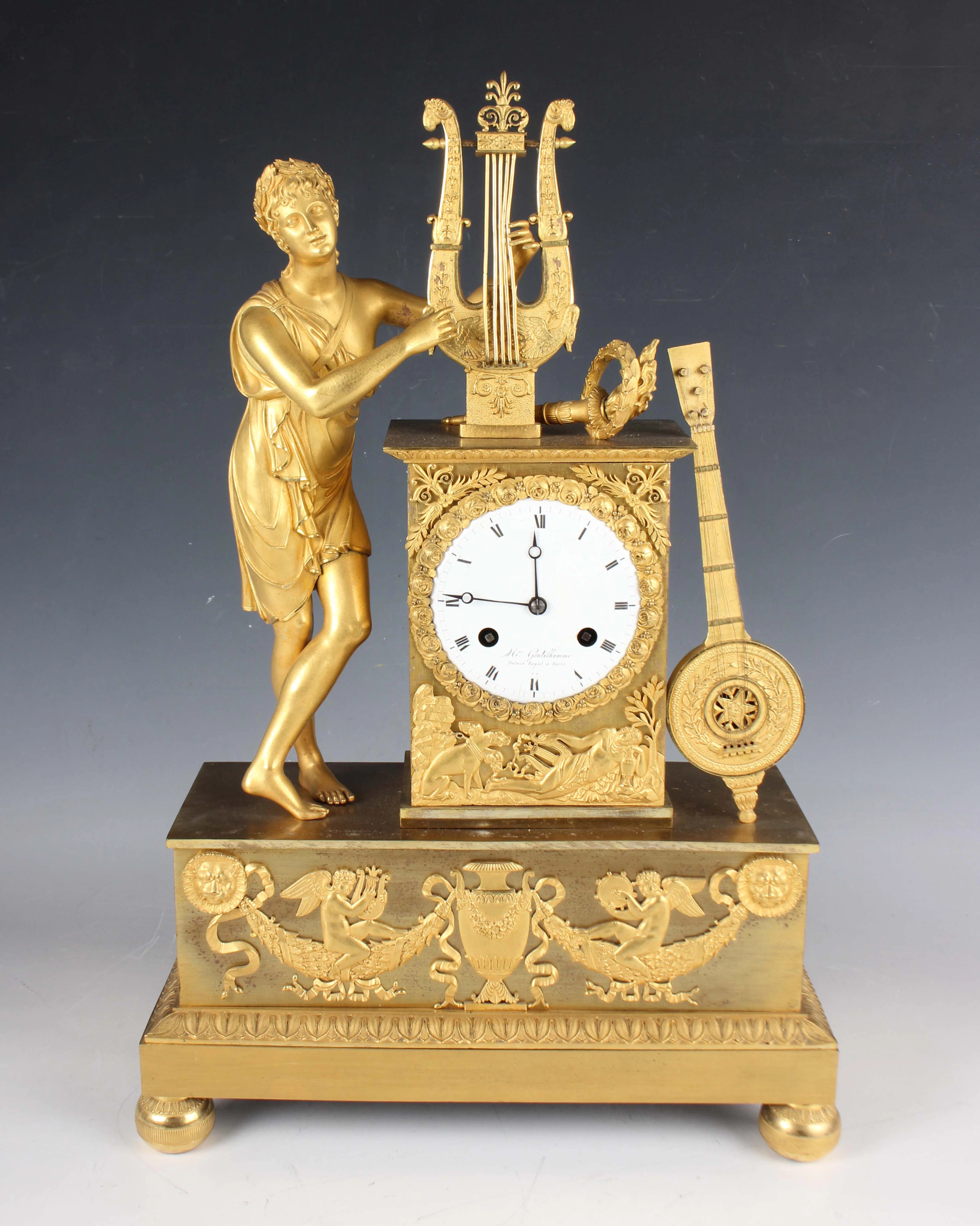 An early 19th century French ormolu cased mantel clock with eight