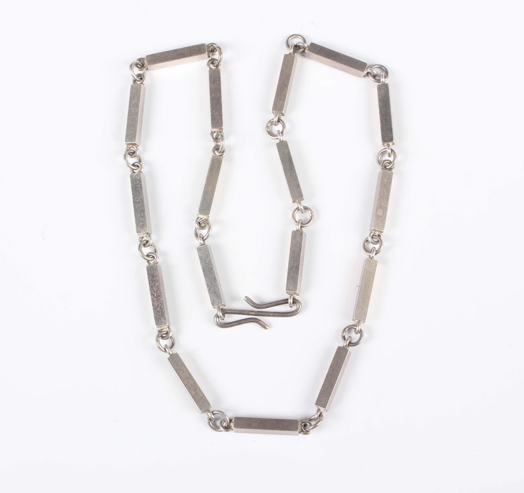 A Danish Arne Johansen silver necklace, designed as a series of rectangular