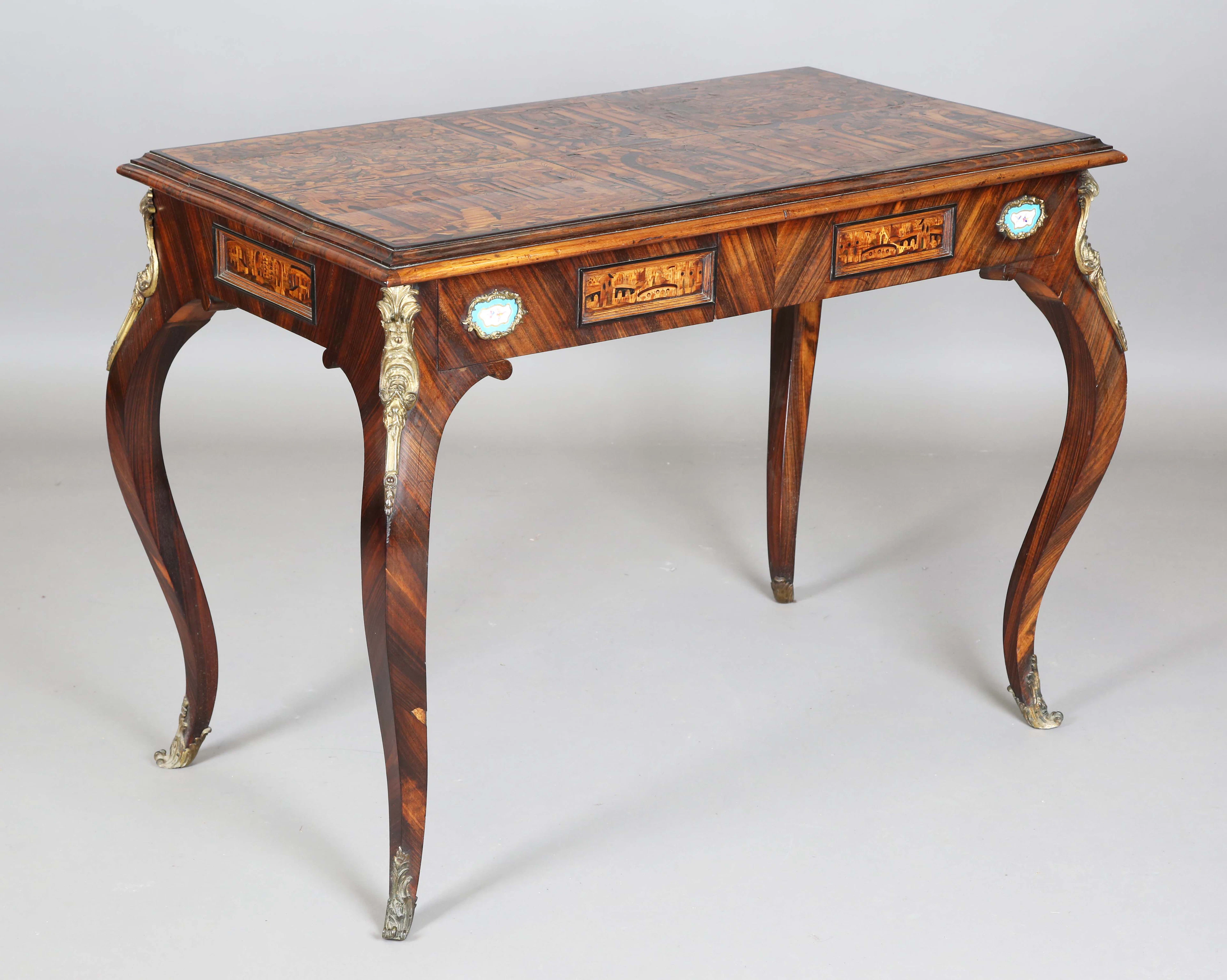 A late 19th century French kingwood and gilt metal mounted centre