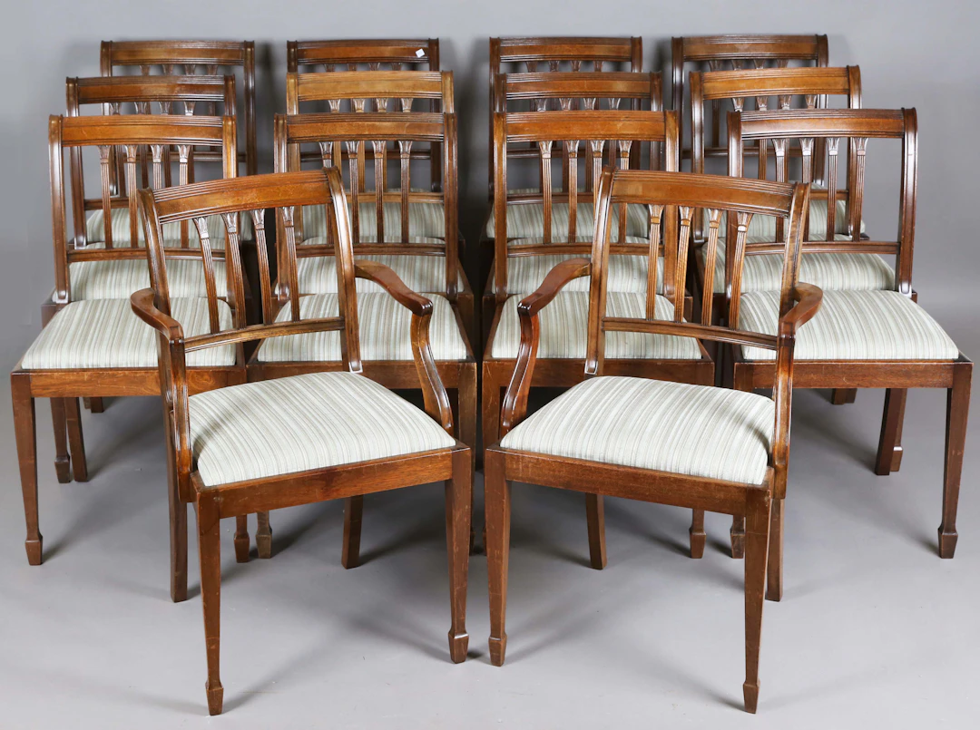 A set of fourteen late 20th century George IV style mahogany rail