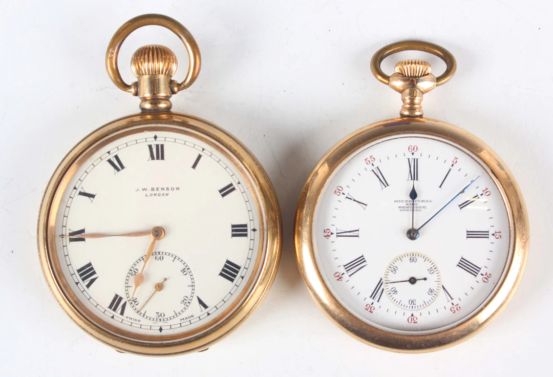 A J.W. Benson London gilt metal cased keyless wind open-faced gentleman's