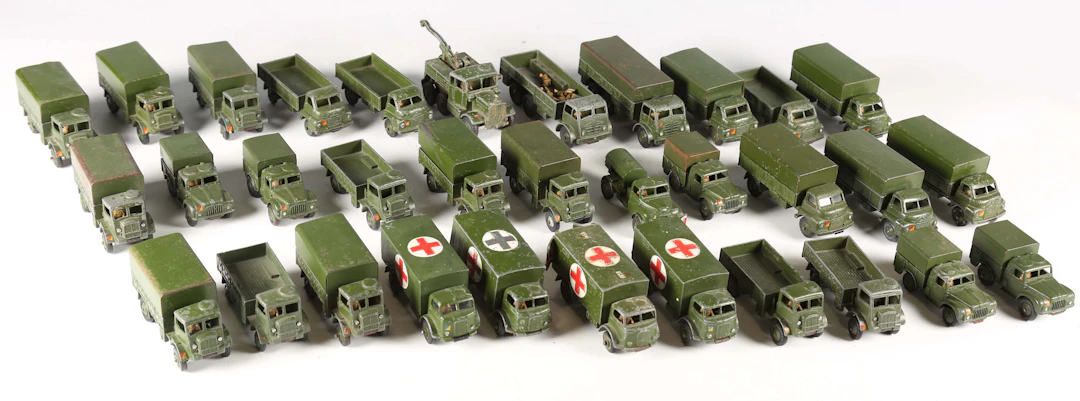 A good collection of Dinky Toys and Supertoys army vehicles and accessories