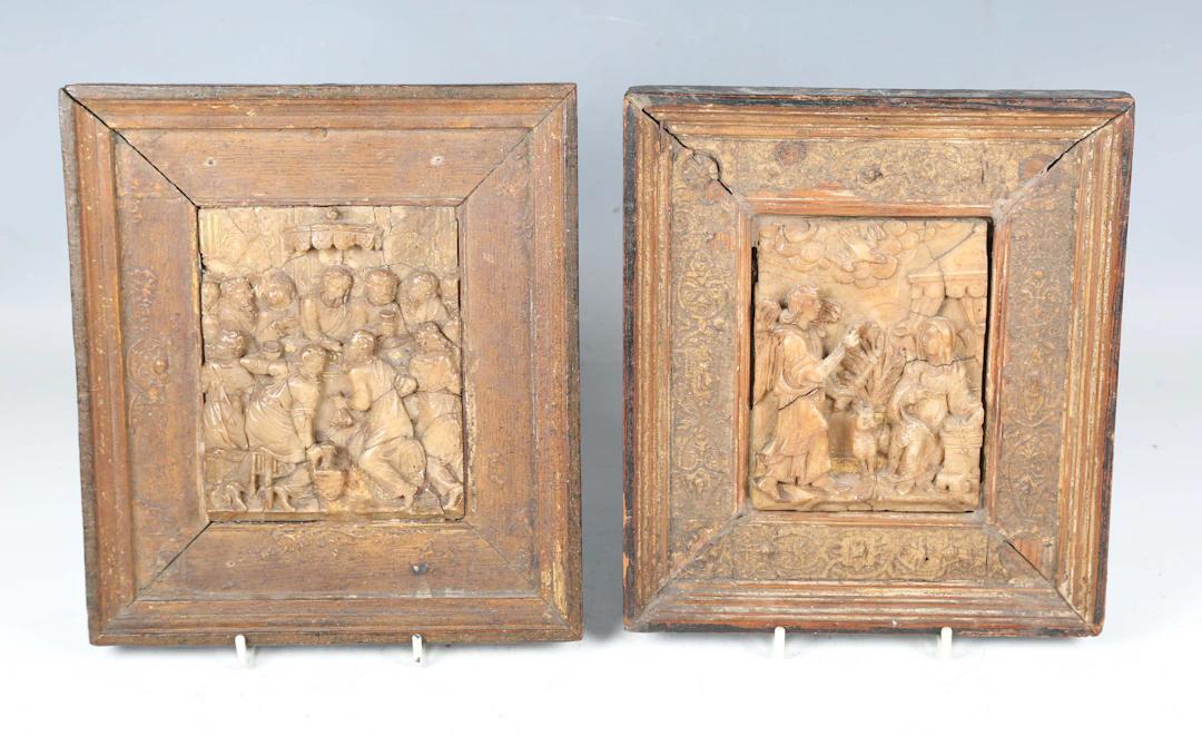 Two 16th/17th century Malines carved alabaster plaques, Flanders