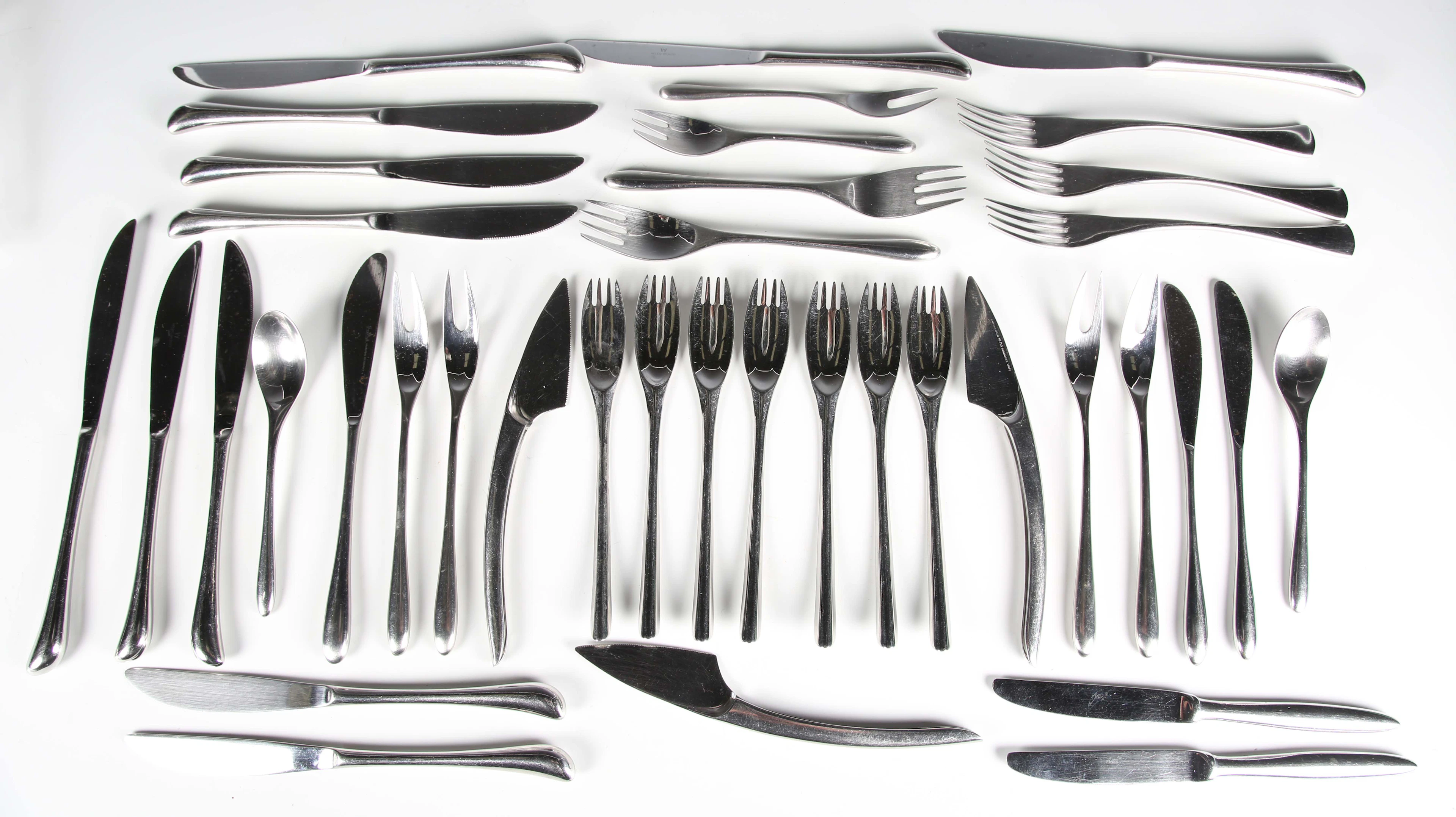 An Italian Zani & Zani part canteen of stainless steel Instrumenta