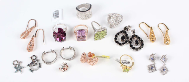 A collection of silver and gem set jewellery, comprising seven pairs