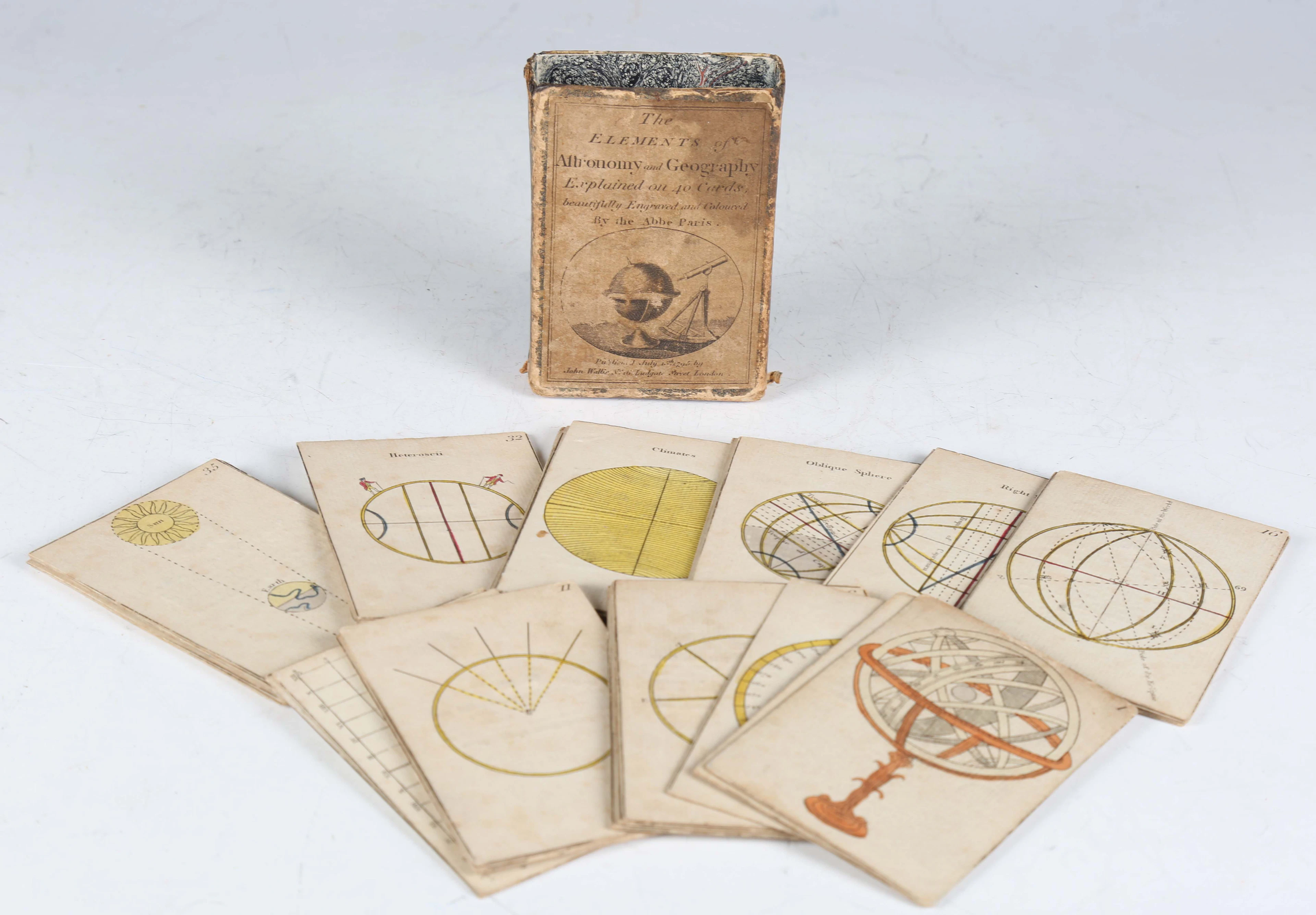 A set of George III educational cards, within their original case