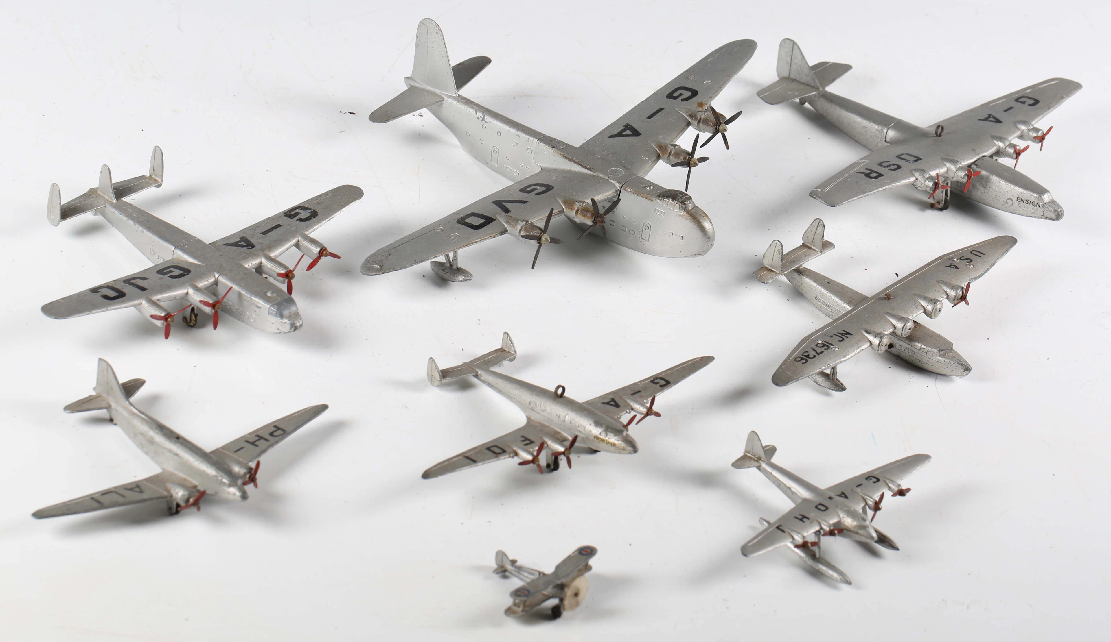 Eight Dinky Toys aircraft, comprising No. 701 Shetland Flying Boat