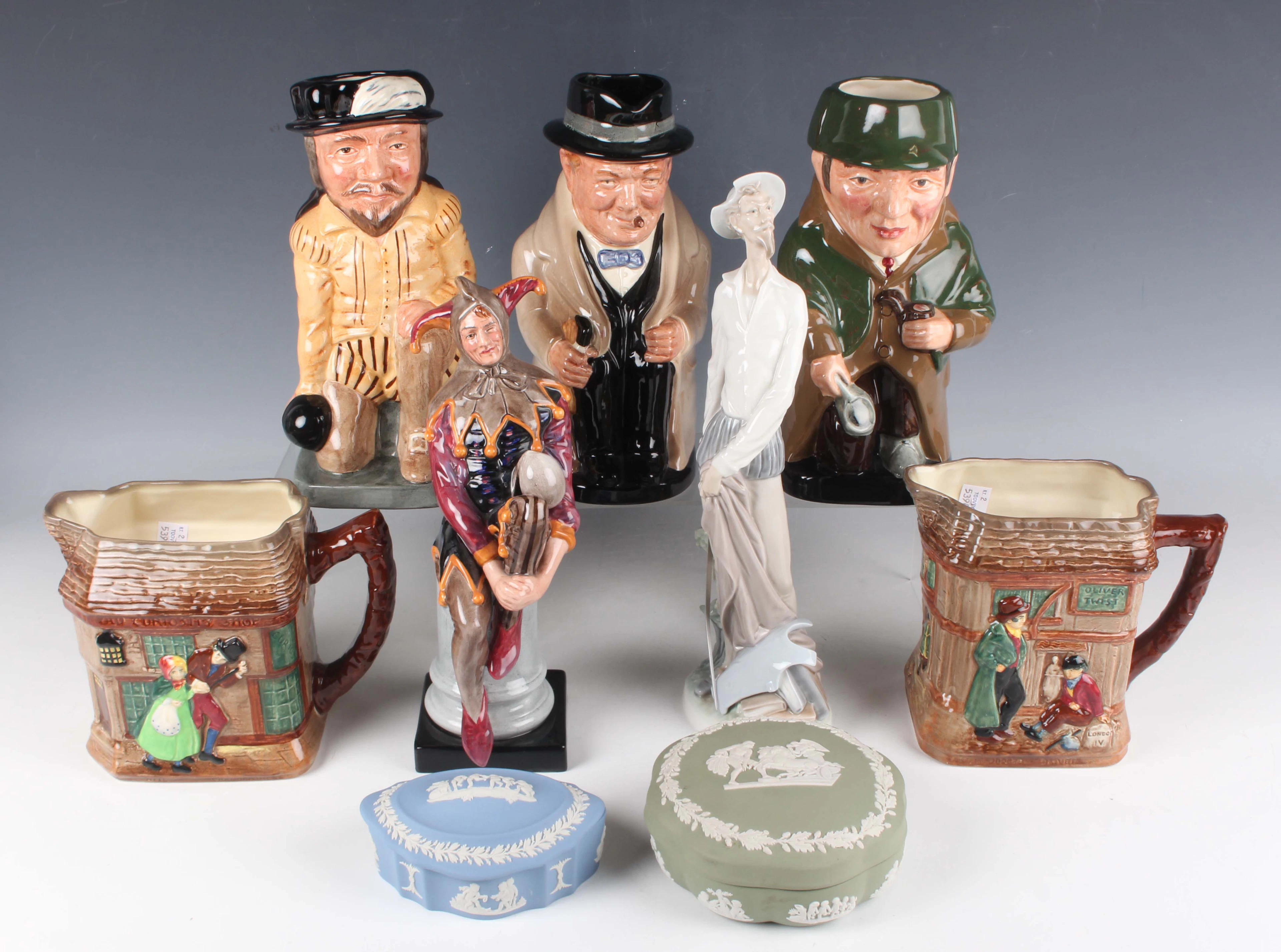 Three Royal Doulton large Toby jugs, comprising Winston Churchill