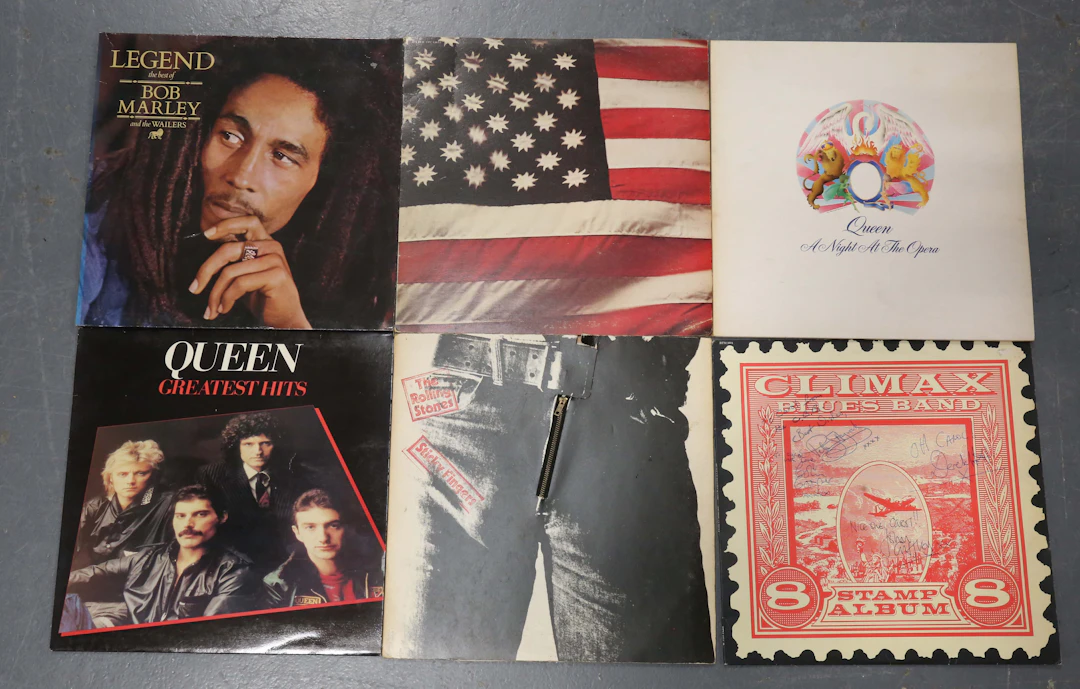 A collection of approximately fifty-three LP records, including a