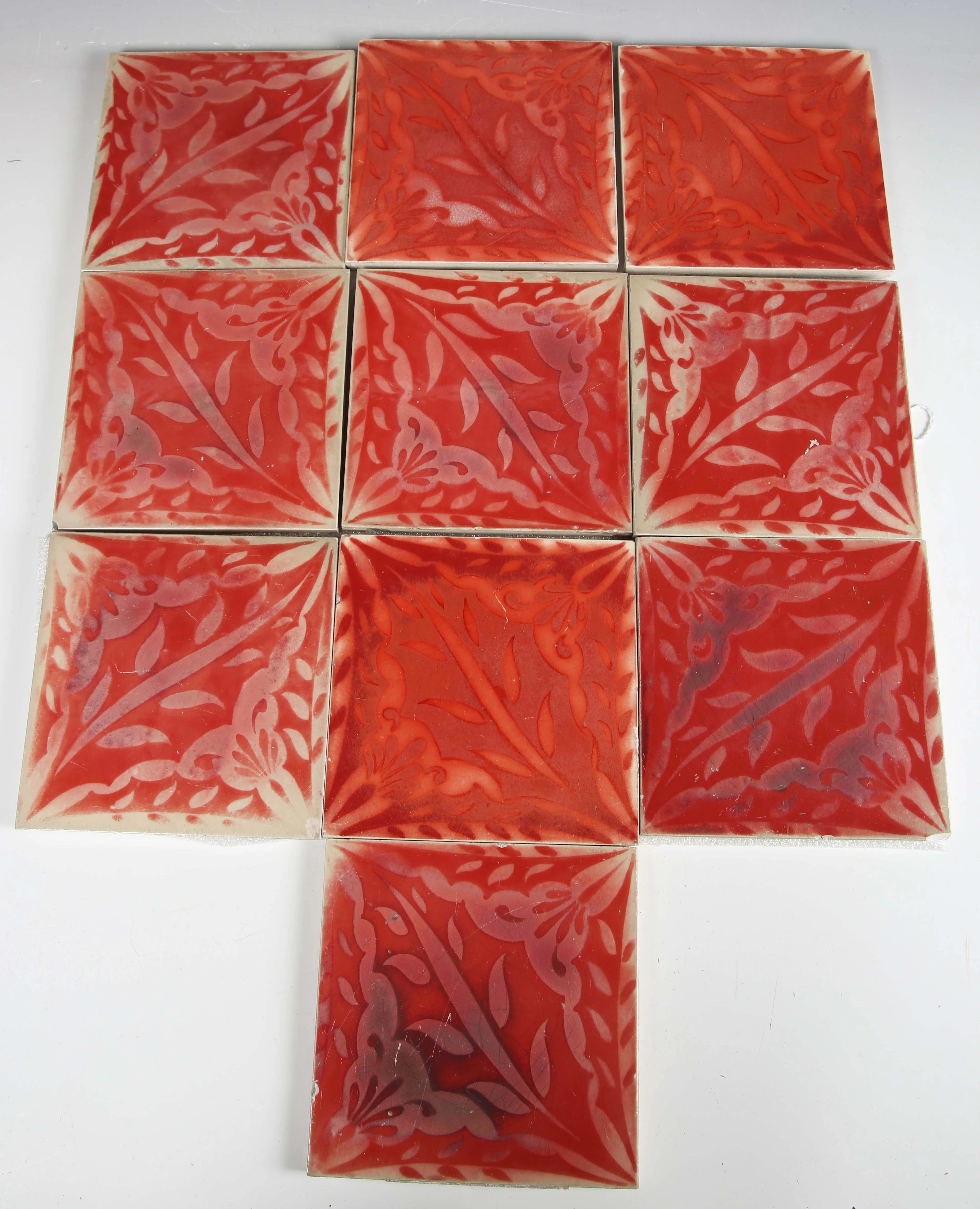 Ten Wedgwood lustre pottery tiles, circa 1890, possibly designed by