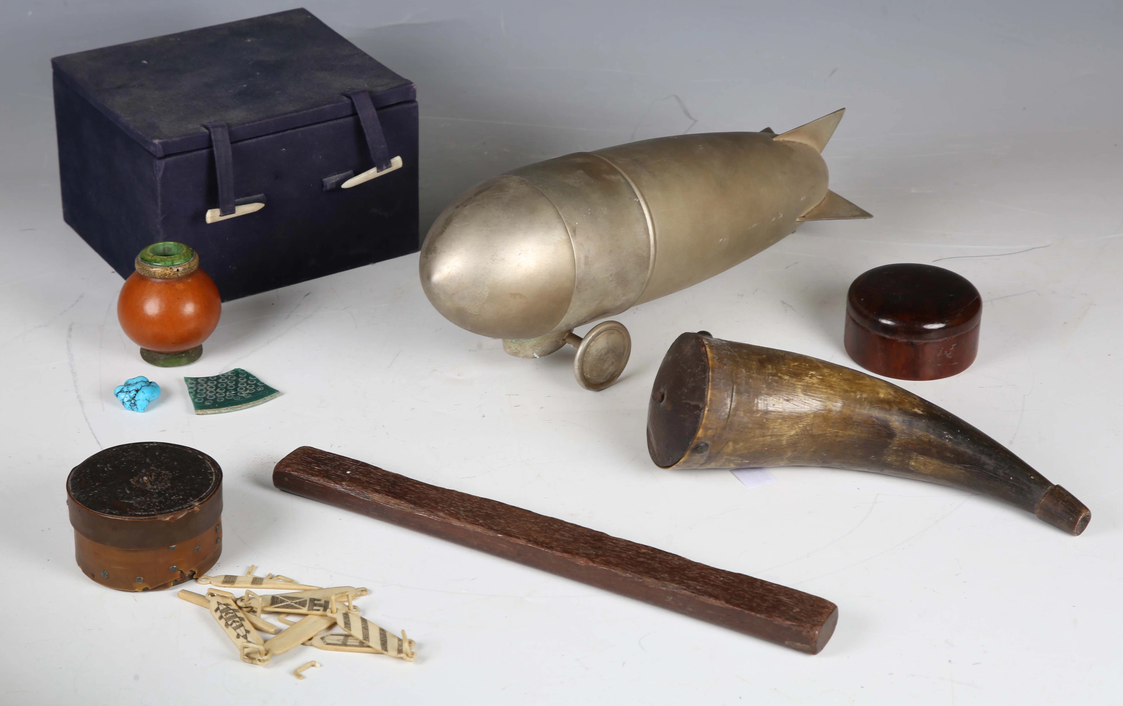 A mixed group of collectors' items, including a novelty cocktail shaker