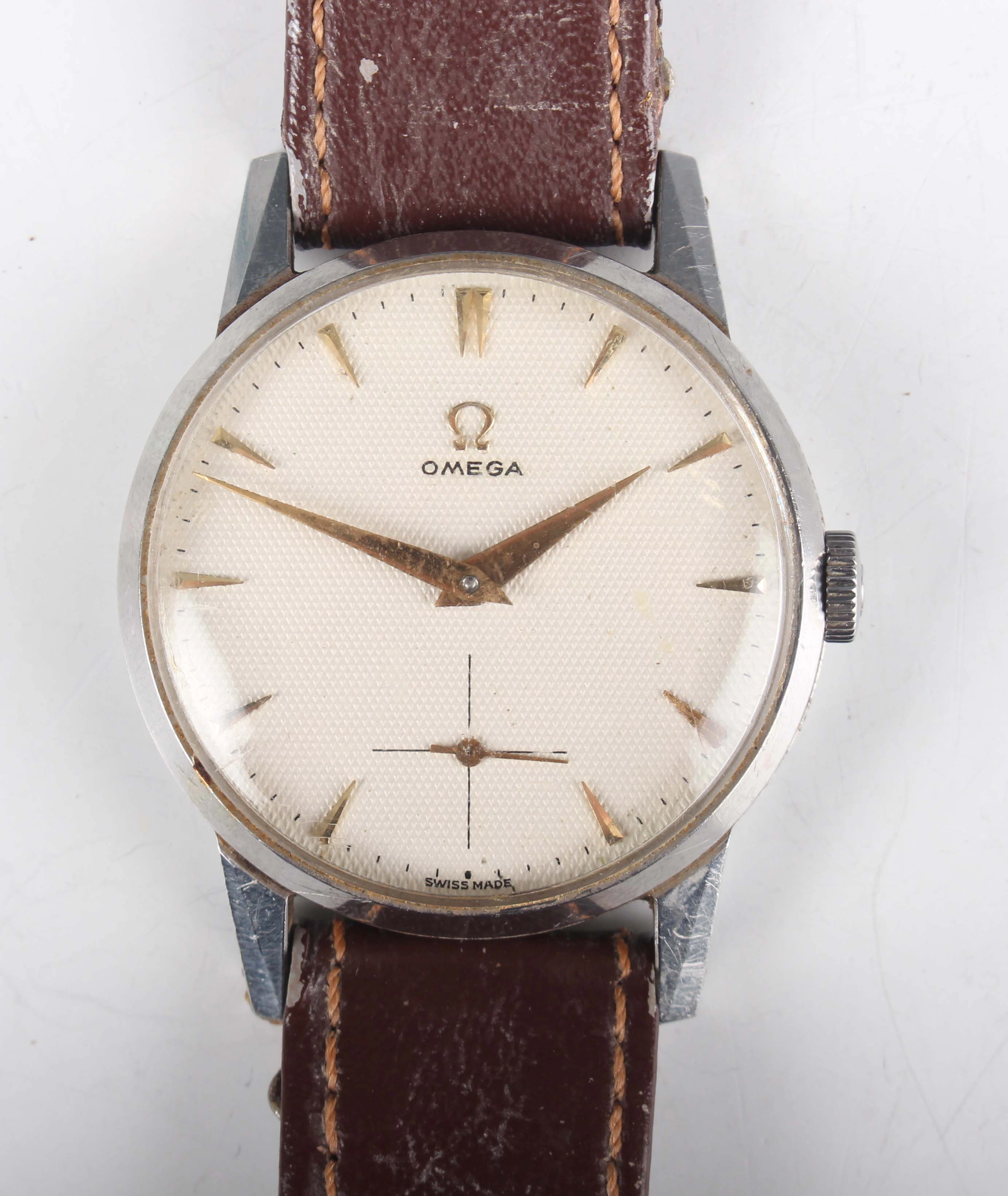 An Omega stainless steel circular cased gentleman's wristwatch, Ref.