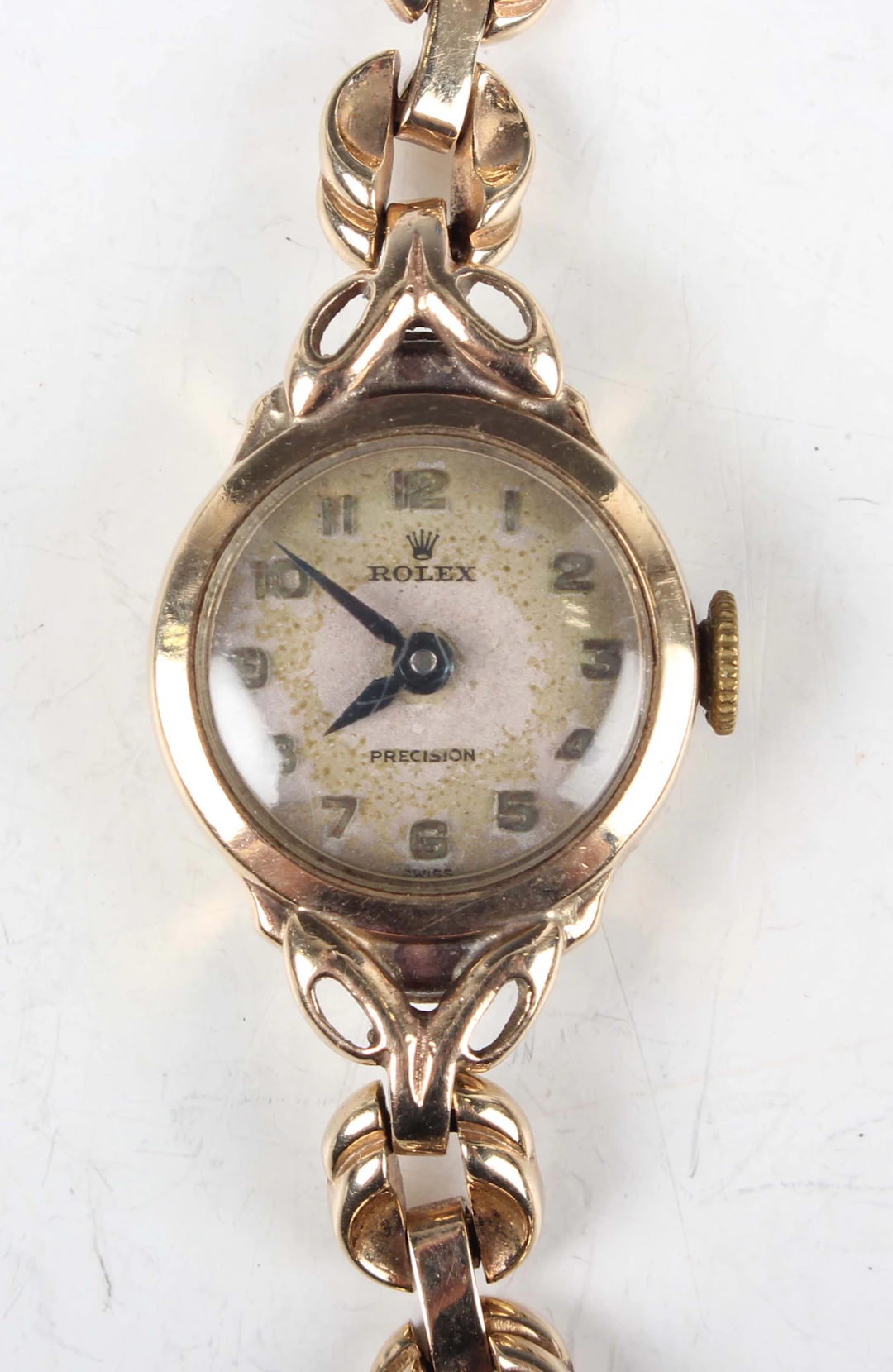 A Rolex Precision 9ct gold circular cased lady's bracelet wristwatch