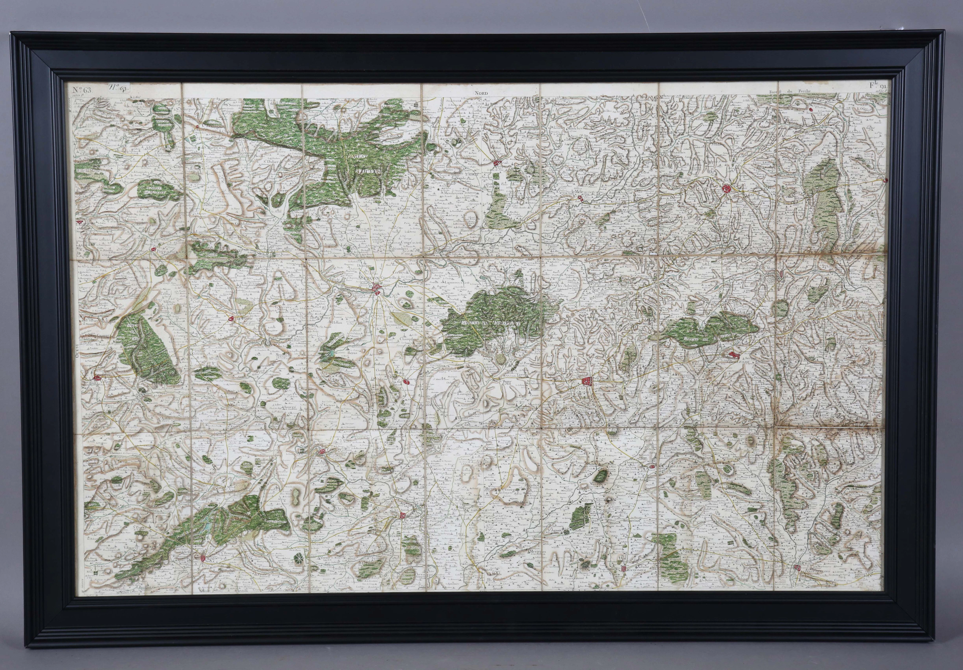 An 18th/19th century linen-backed printed and hand-coloured Cassini