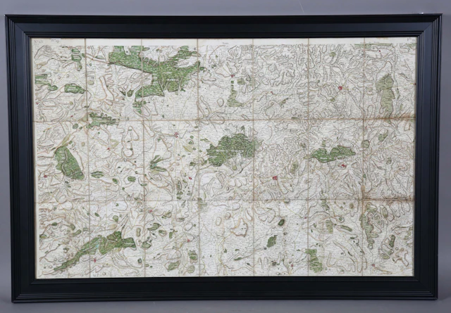 An 18th/19th century linen-backed printed and hand-coloured Cassini