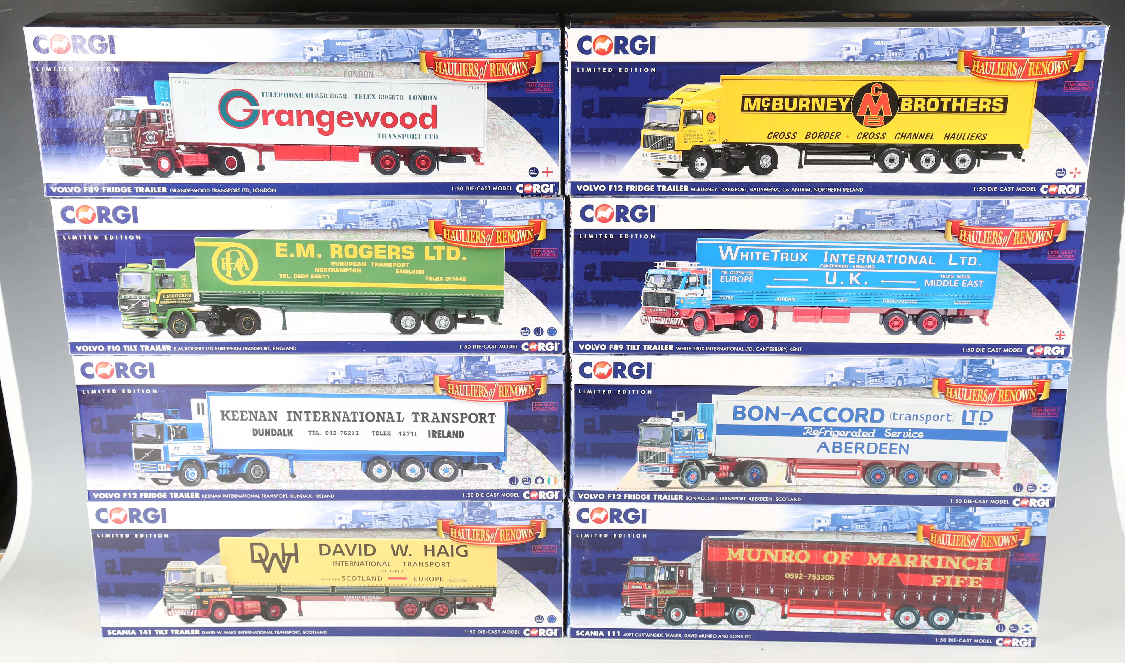 Eight Corgi limited edition 1:50 scale Haulier of Renown articulated
