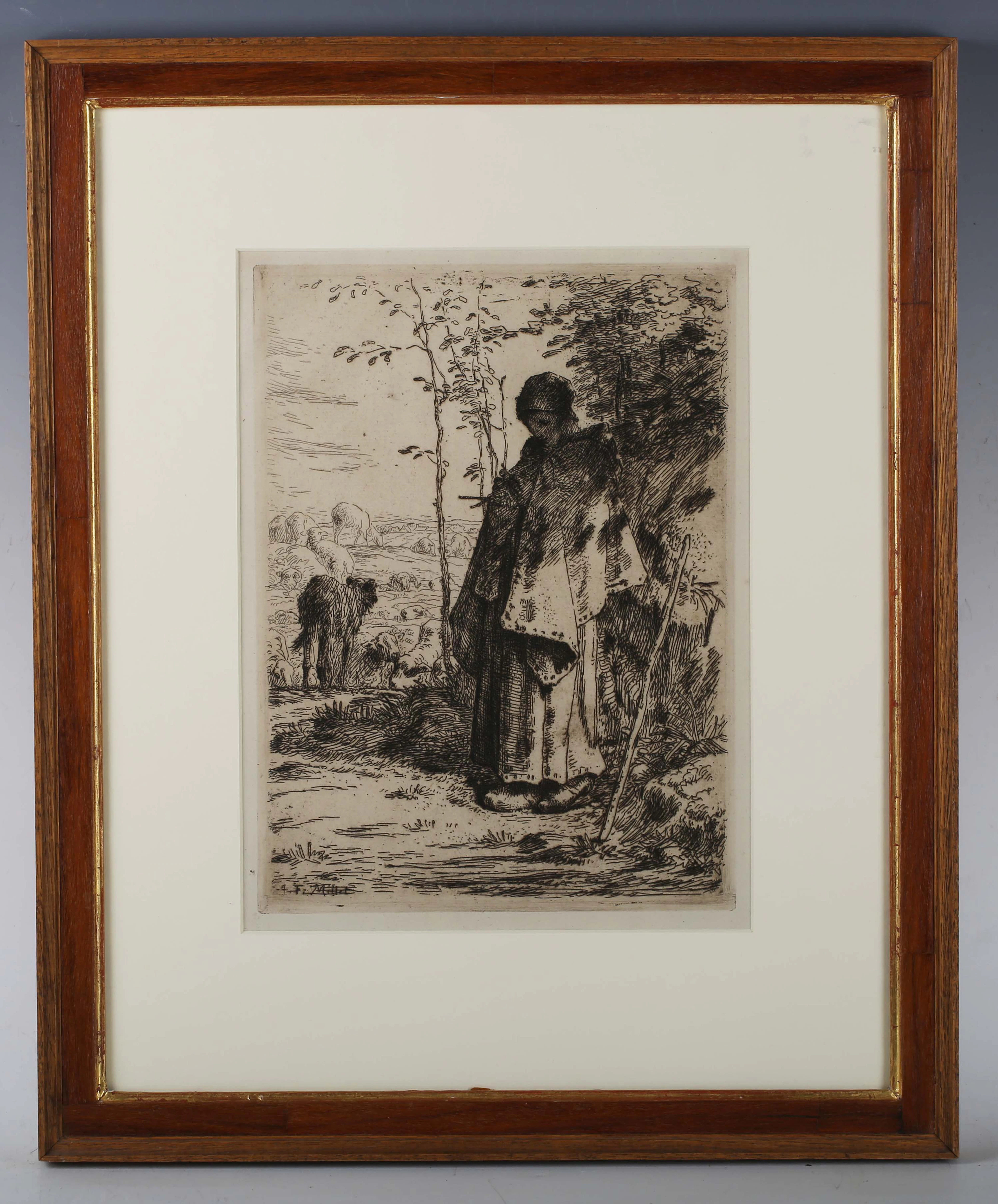Jean-François Millet (French 1814-1875) - 'La Grande Bergère', etching