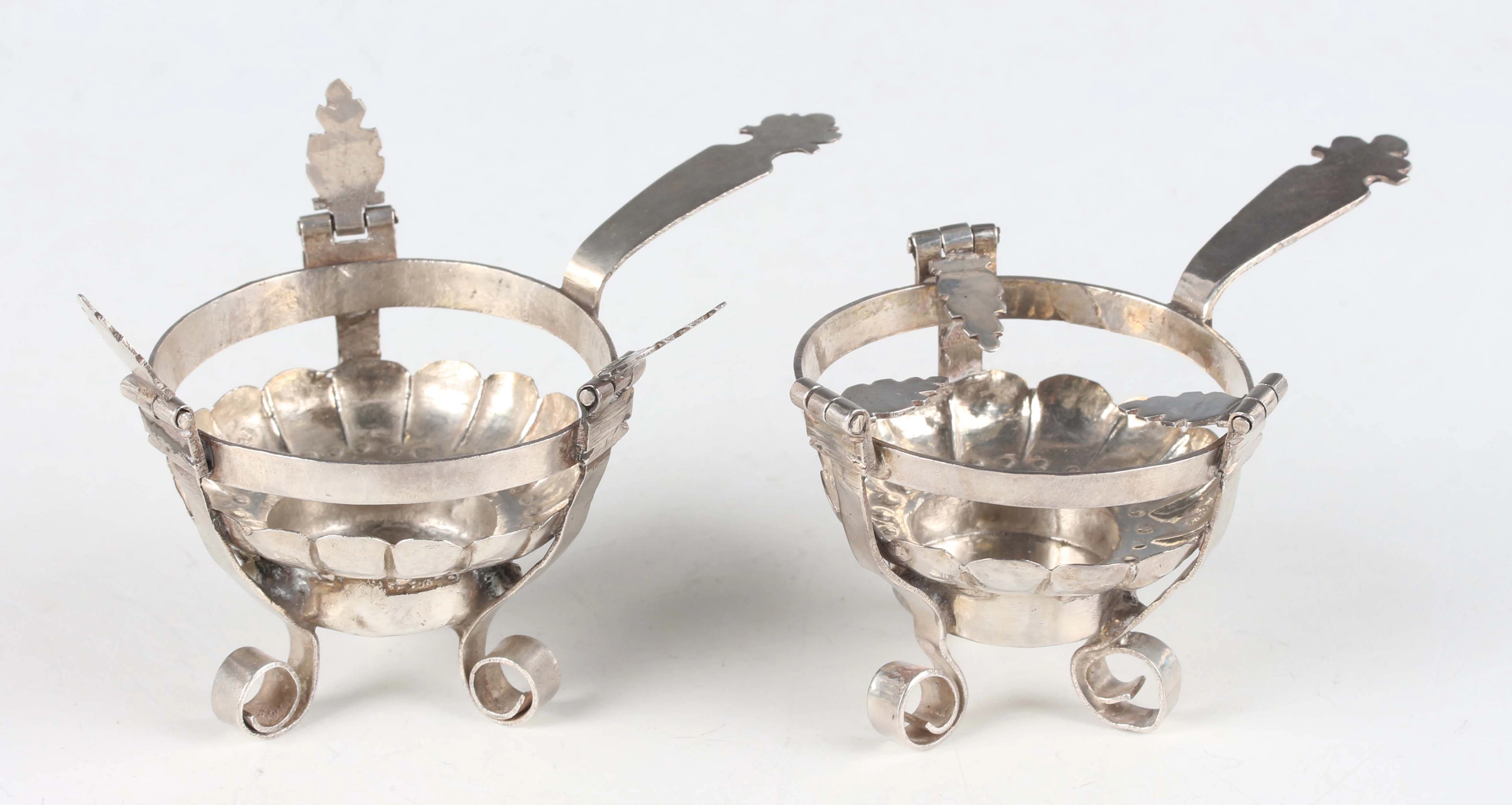 A rare pair of Queen Anne miniature toy Britannia standard silver