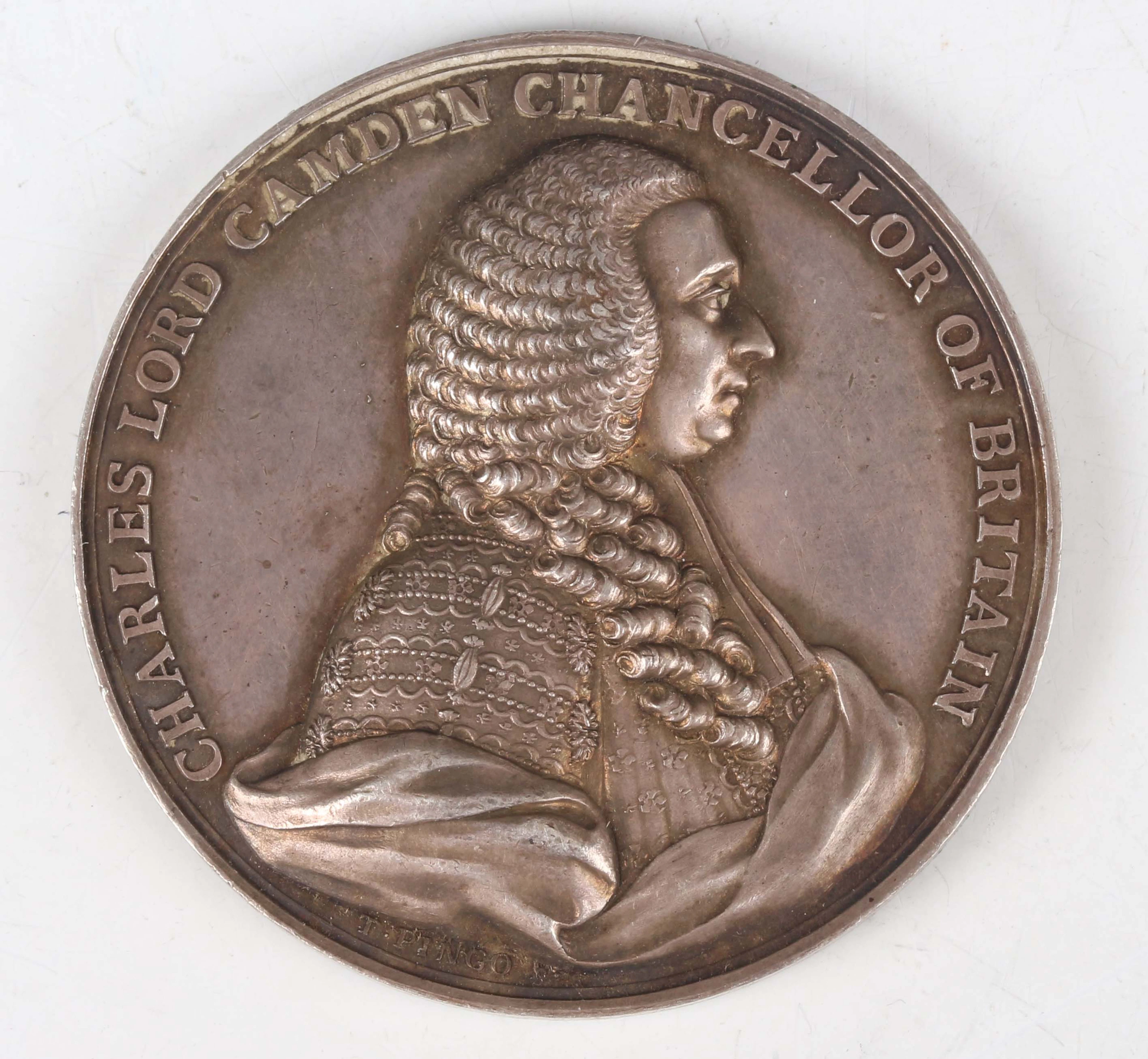 A scarce mid-18th century silver medallion 1766 celebrating Charles