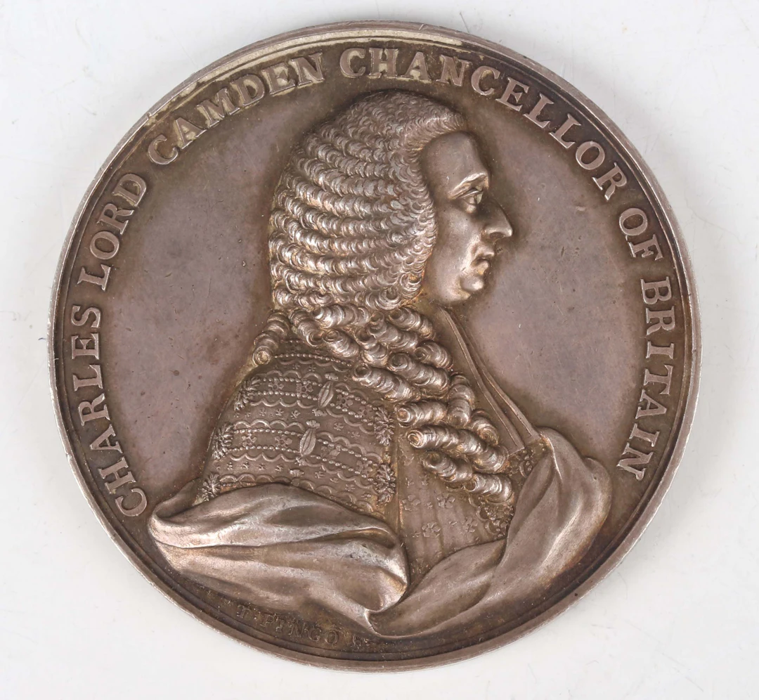 A scarce mid-18th century silver medallion 1766 celebrating Charles
