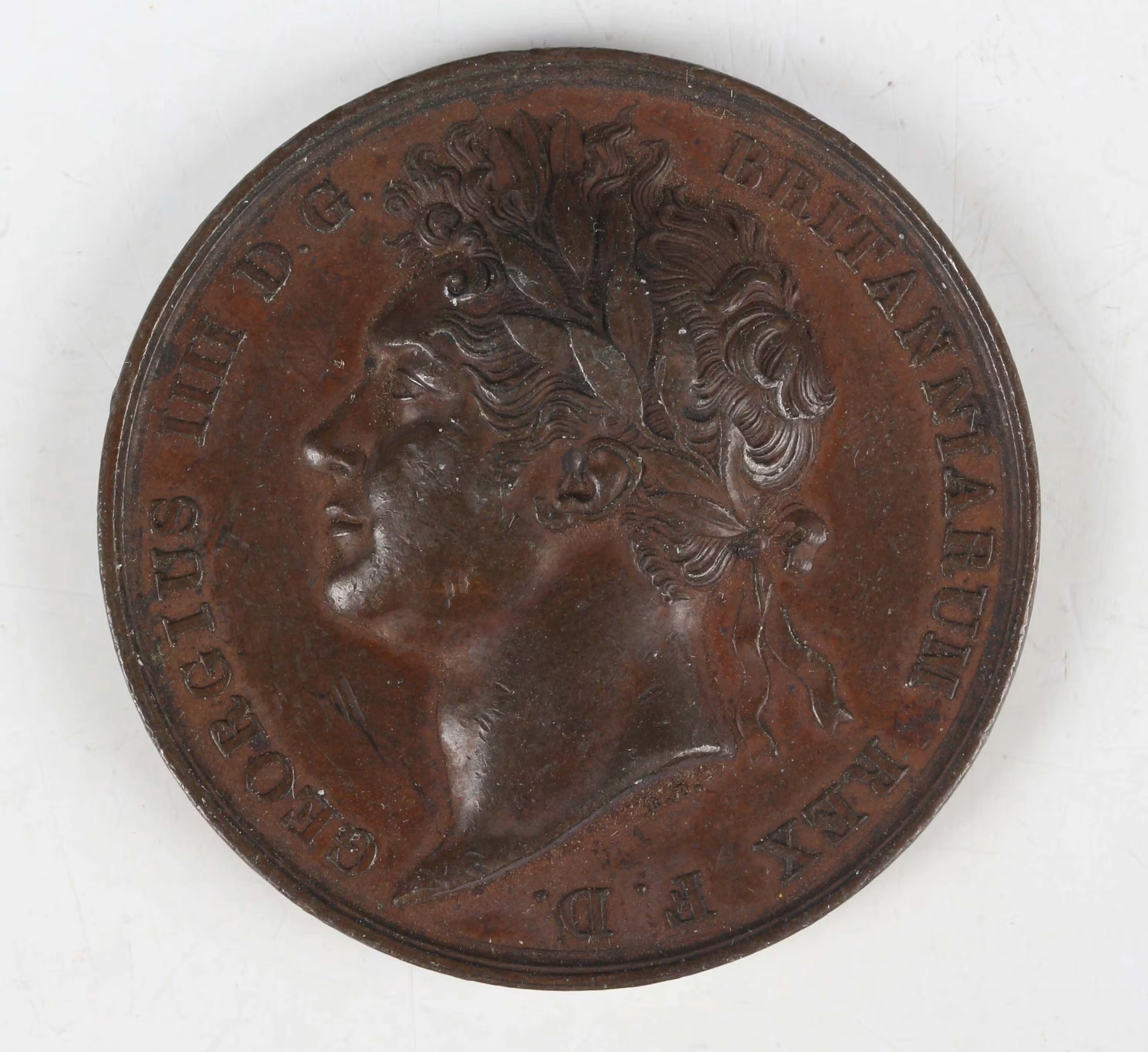 A George IV copper coronation medal 1821 by B. Pistrucci, obverse