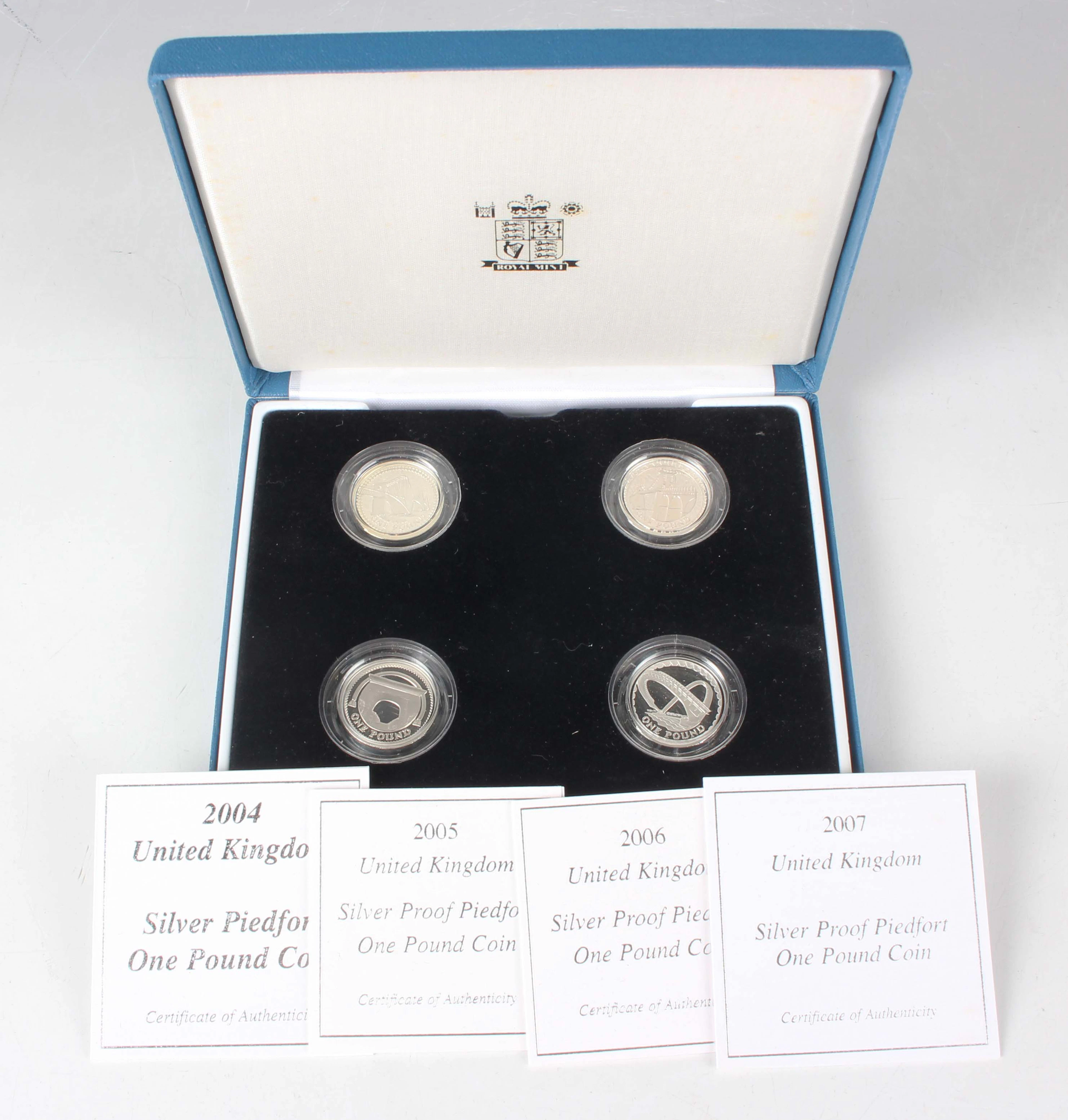 An Elizabeth II Royal Mint silver proof piedfort one pound four-coin