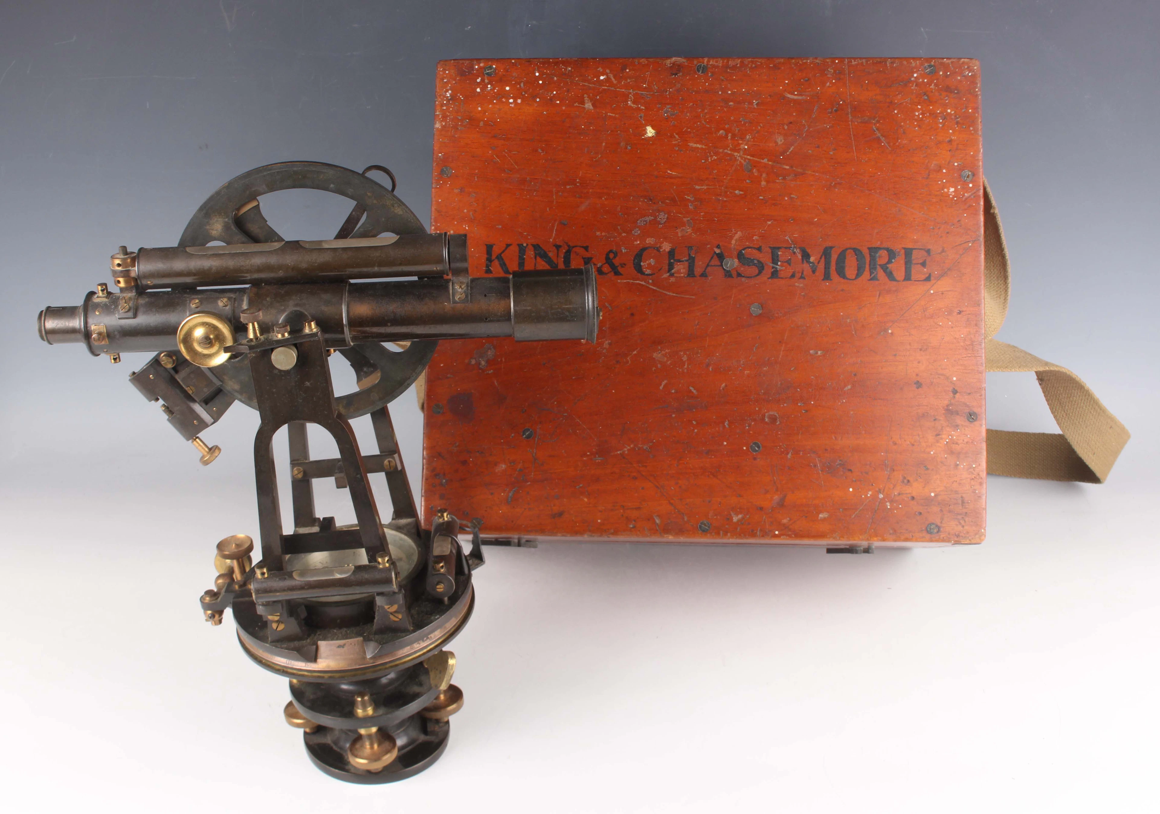 An early 20th century Army & Navy oxidized and lacquered brass theodolite