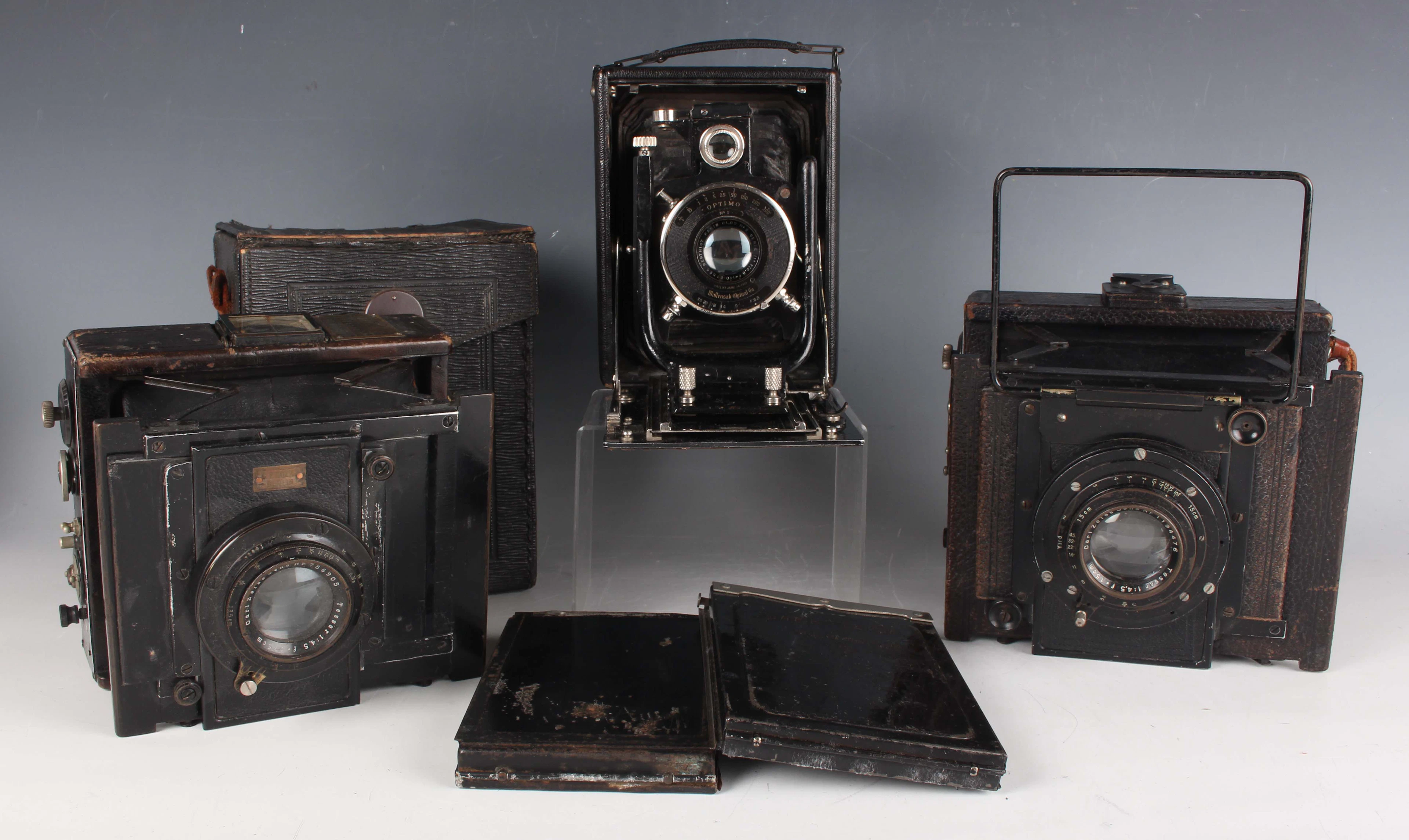 An early 20th century Goerz Ango folding plate camera with Carl Zeiss