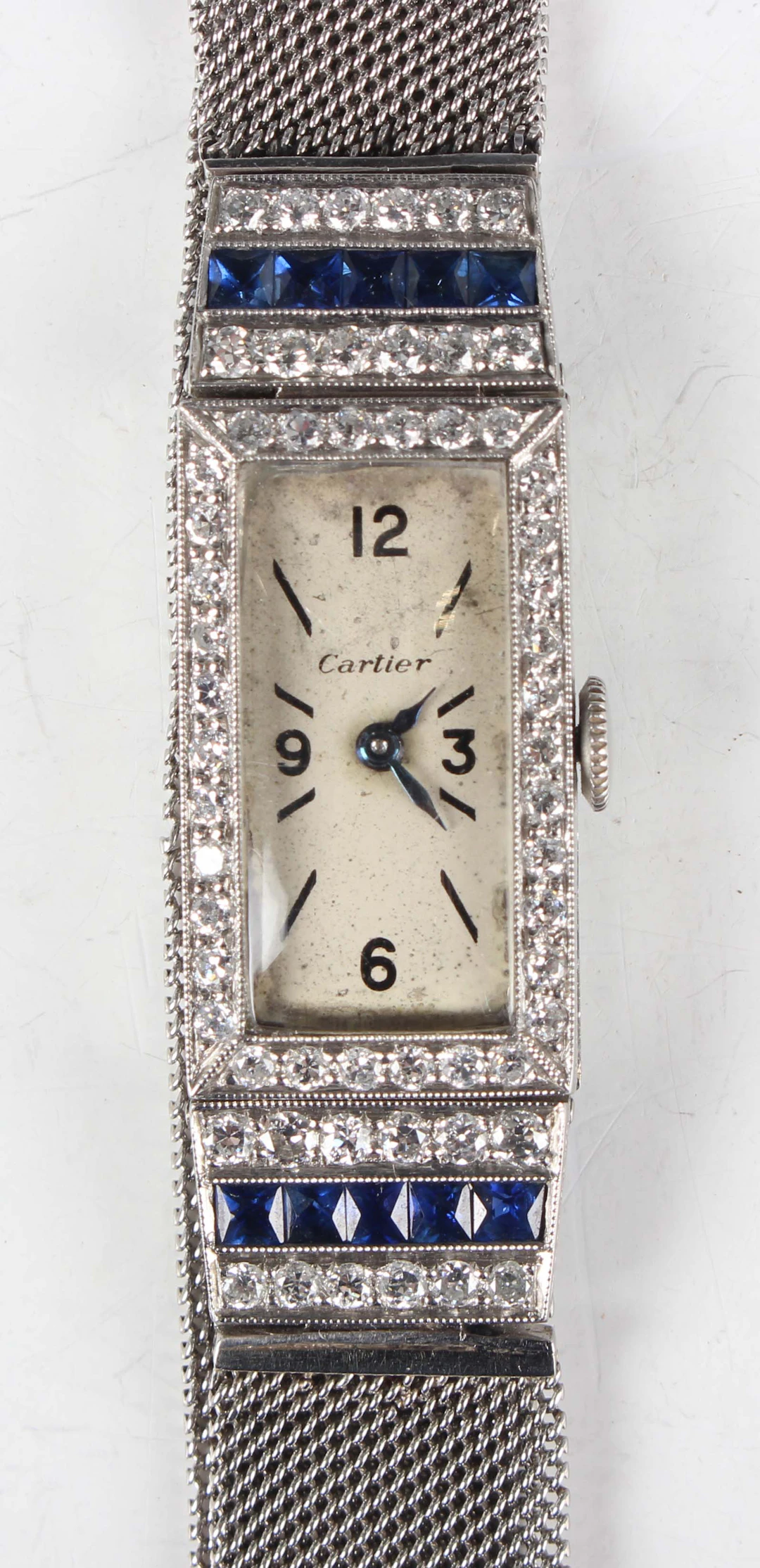 An Art Deco Cartier platinum, diamond and sapphire lady's bracelet