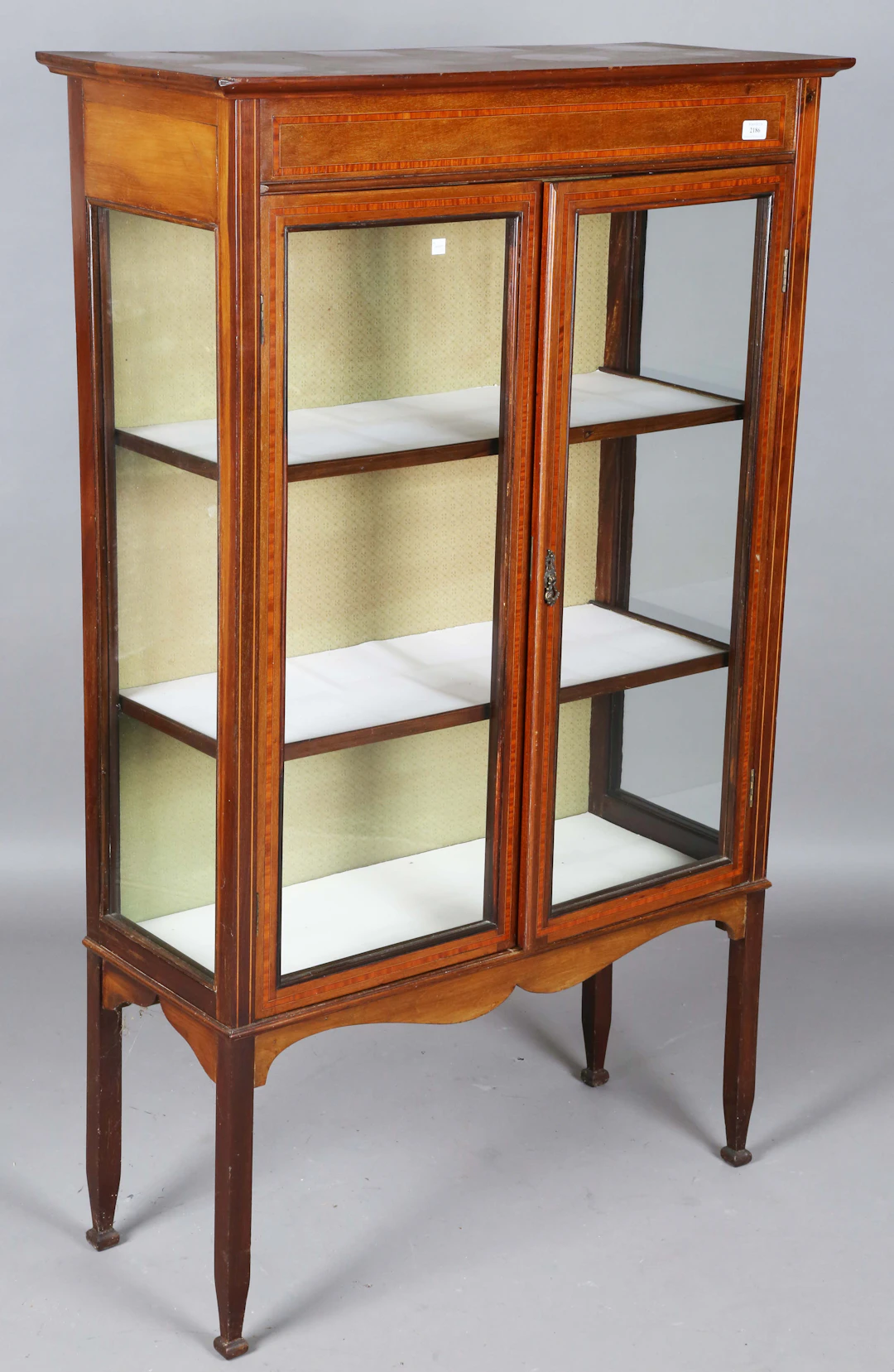 An Edwardian mahogany and satinwood crossbanded display cabinet, height