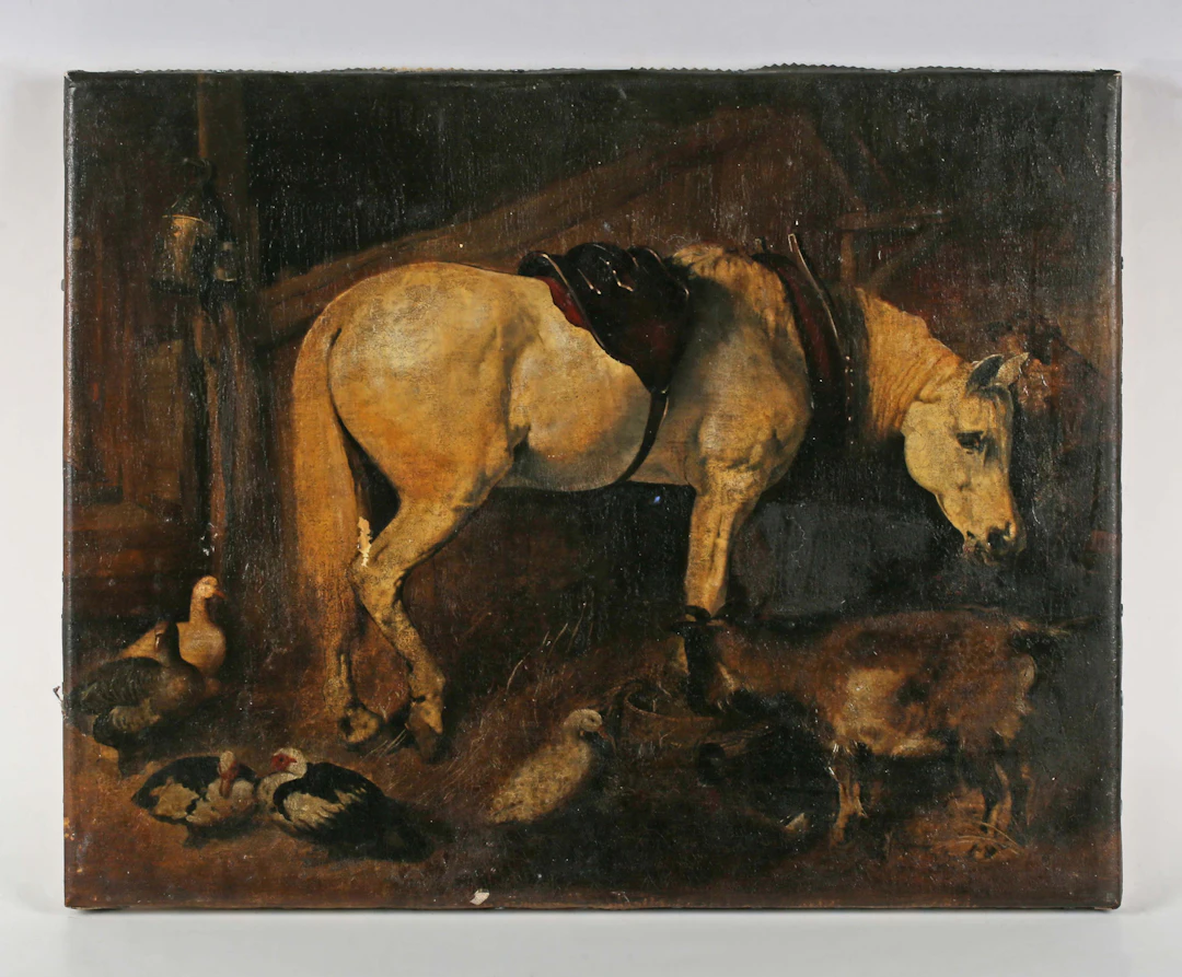 After John Frederick Herring senior - Stable interior with horse