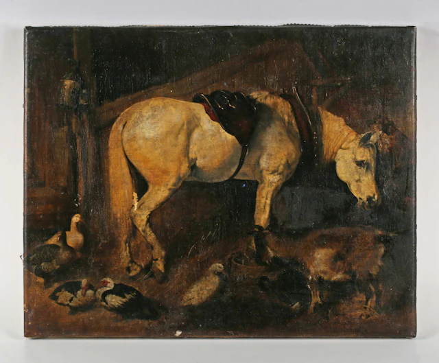 After John Frederick Herring senior - Stable interior with horse
