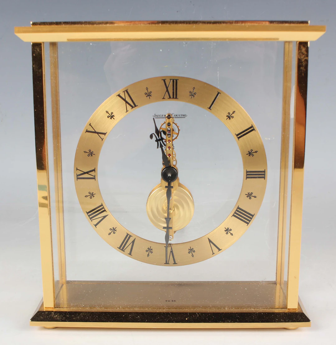 A Jaeger-LeCoultre gilt brass mantel timepiece, Ref. 508, circa 1970s