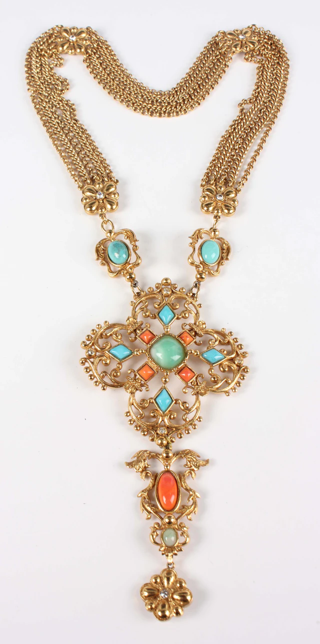 A Christian Dior Boutique gilt metal, imitation coral, imitation turquoise